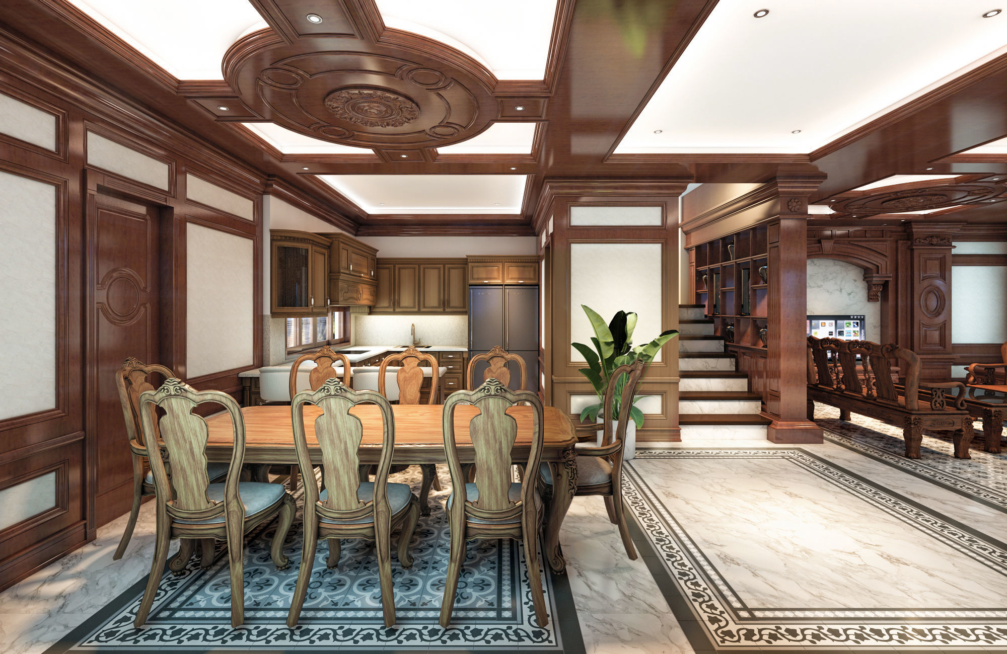 Classic House Interior 01 3D model_3