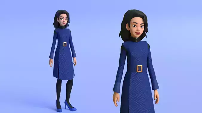 Cartoon Girl Character 3D Model
