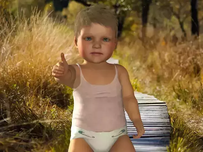 Blond Baby Girl Rigged 3D model 3D model