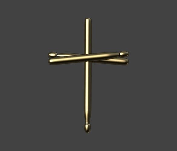 Cross Drumstick pendant 3D print  3D print model