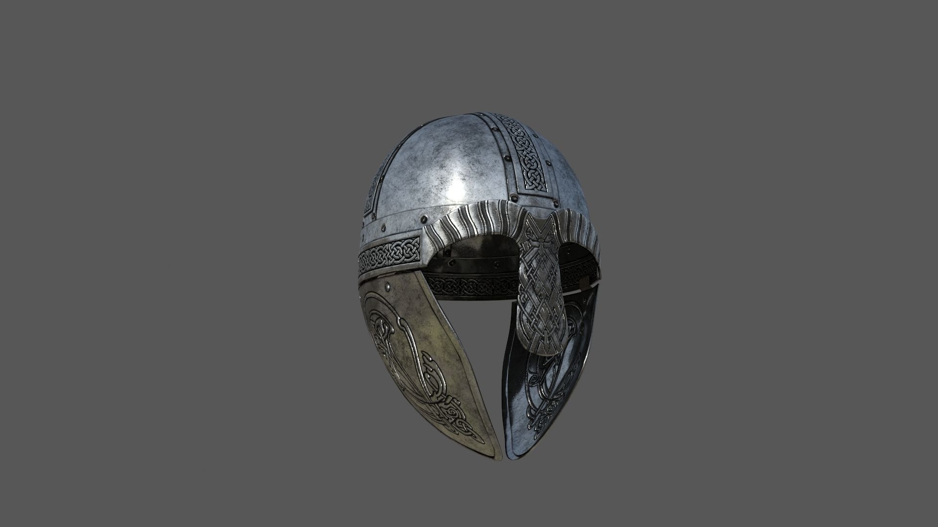Viking helmet Low-poly 3D model_10