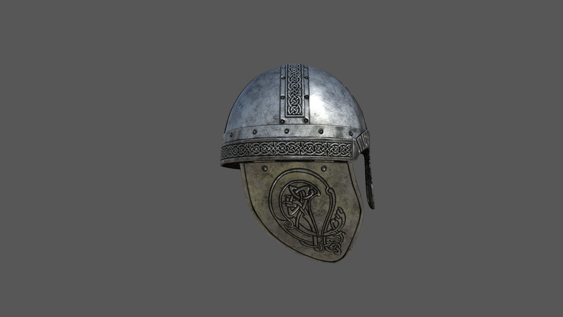 Viking helmet Low-poly 3D model_4