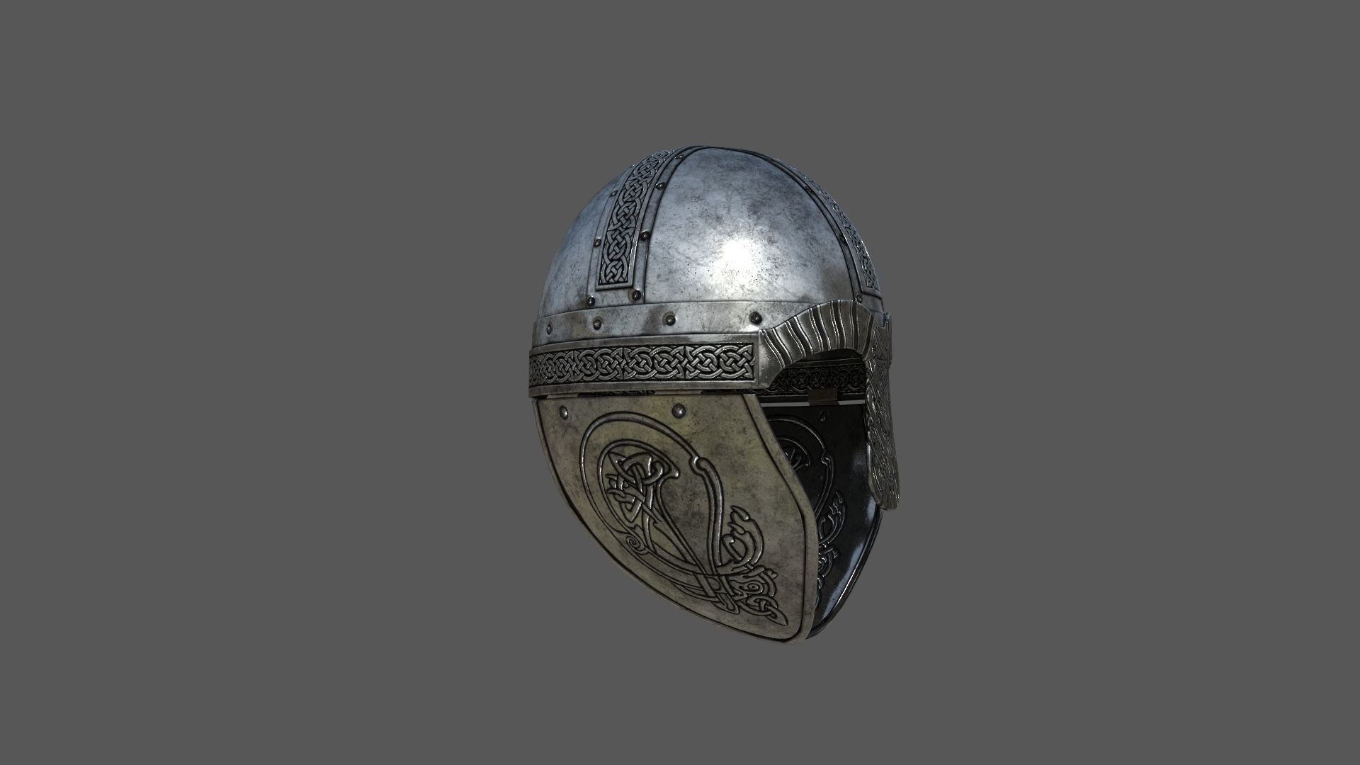 Viking helmet Low-poly 3D model_3