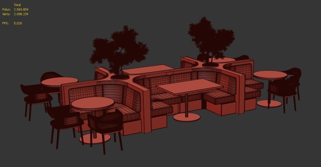 Cafe Setup 3D model_4