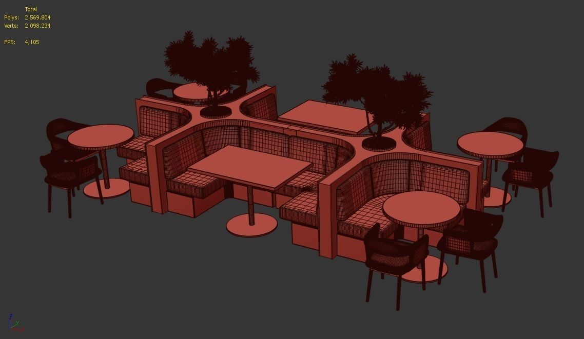 Cafe Setup 3D model_3