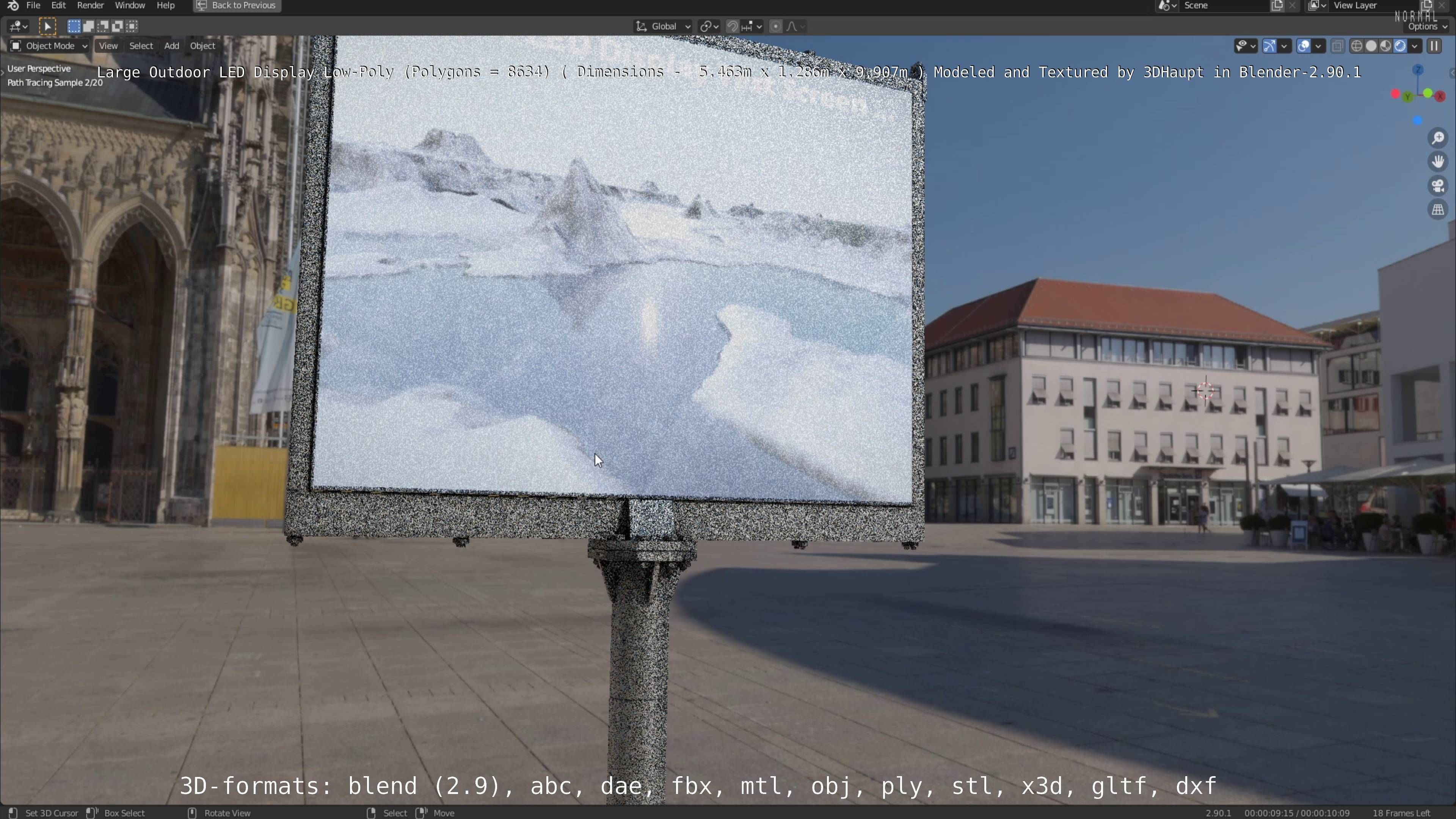 Large LED Display With Concrete Foundation for Outdoor Low-poly 3D model_95