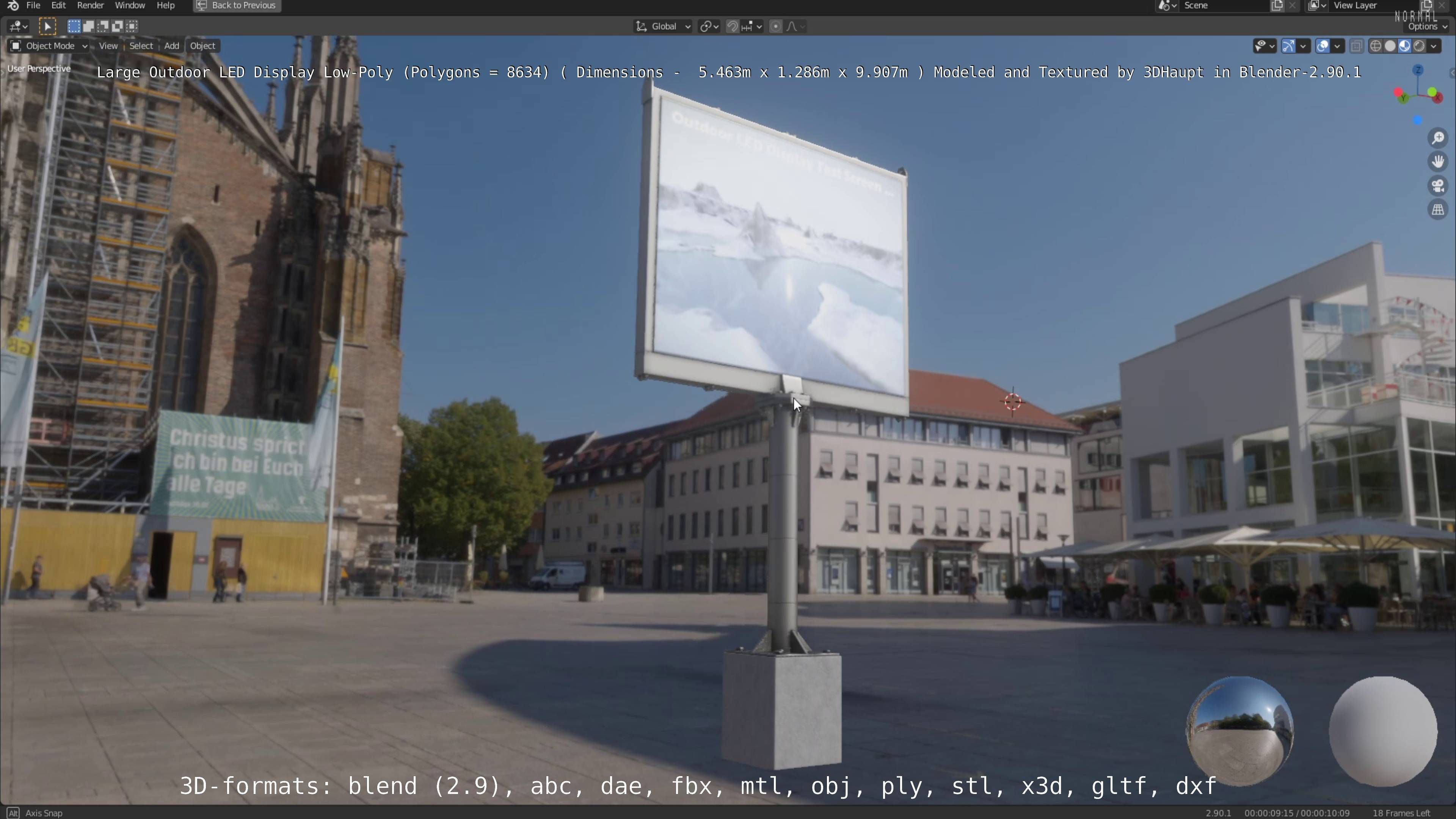 Large LED Display With Concrete Foundation for Outdoor Low-poly 3D model_109