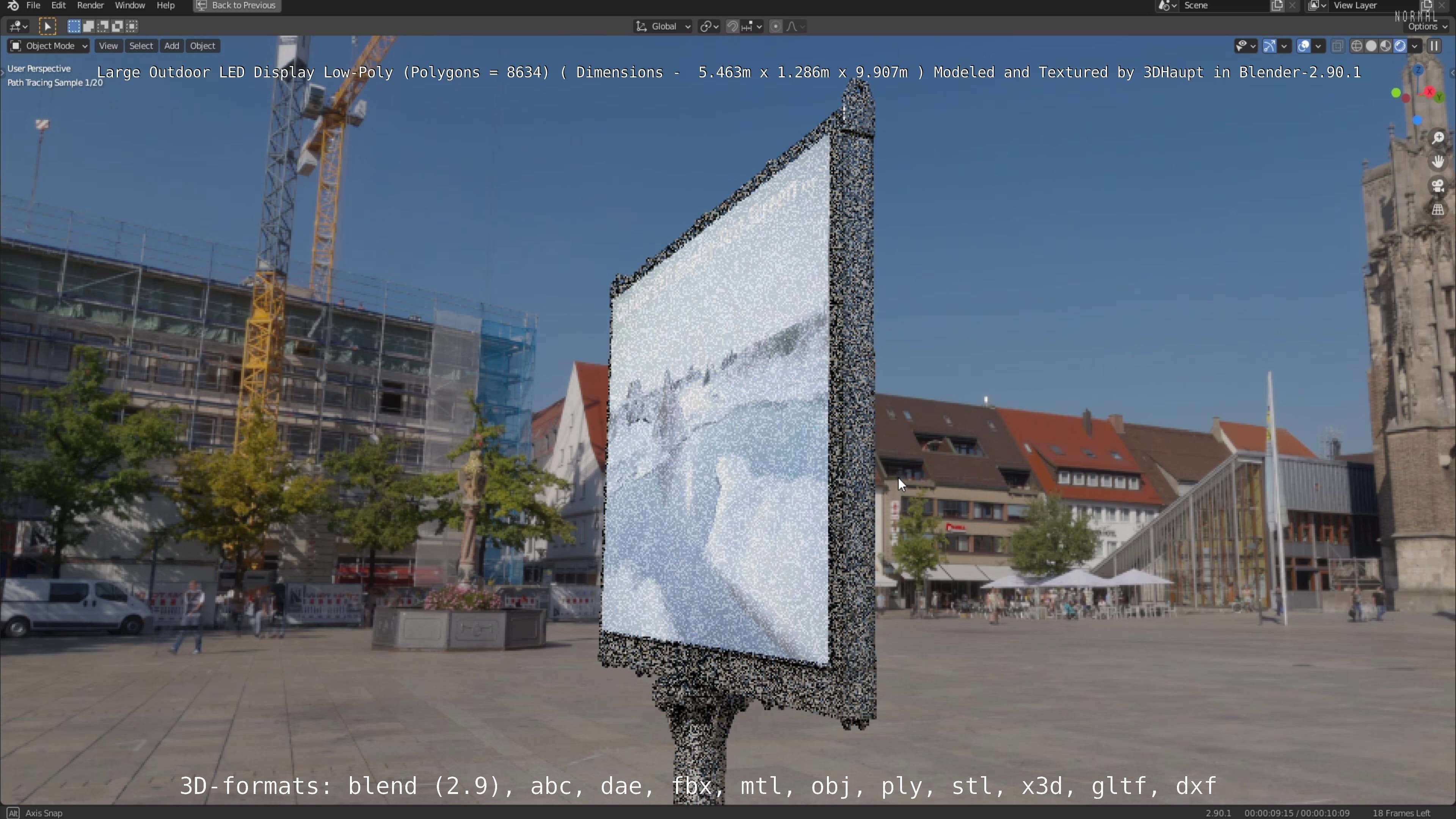 Large LED Display With Concrete Foundation for Outdoor Low-poly 3D model_120