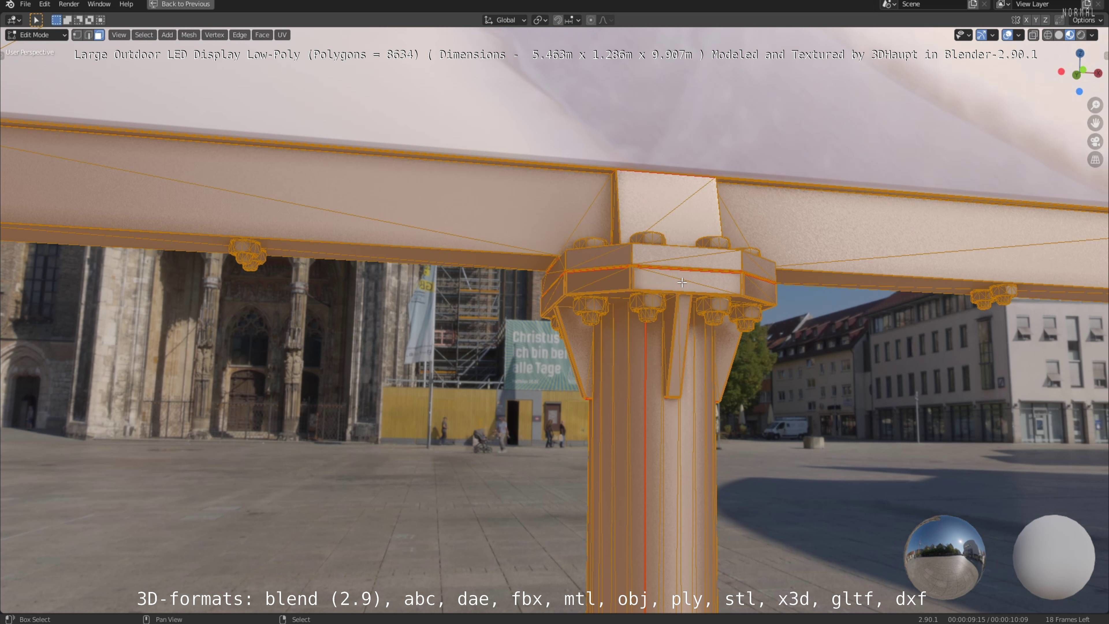 Large LED Display With Concrete Foundation for Outdoor Low-poly 3D model_69