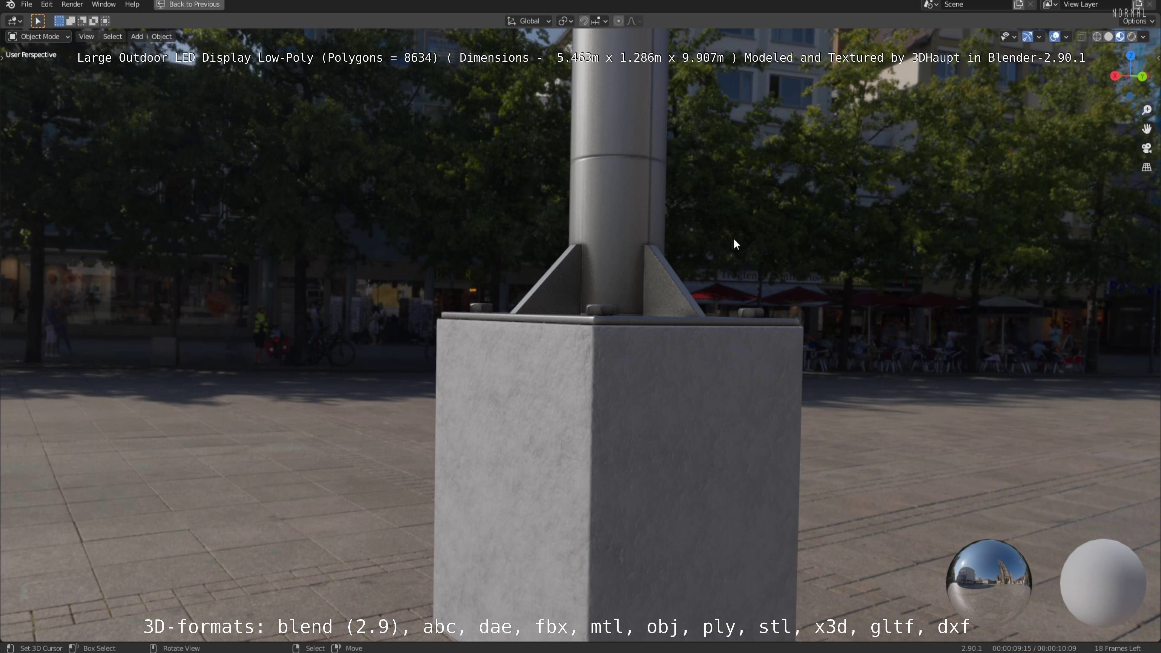 Large LED Display With Concrete Foundation for Outdoor Low-poly 3D model_75