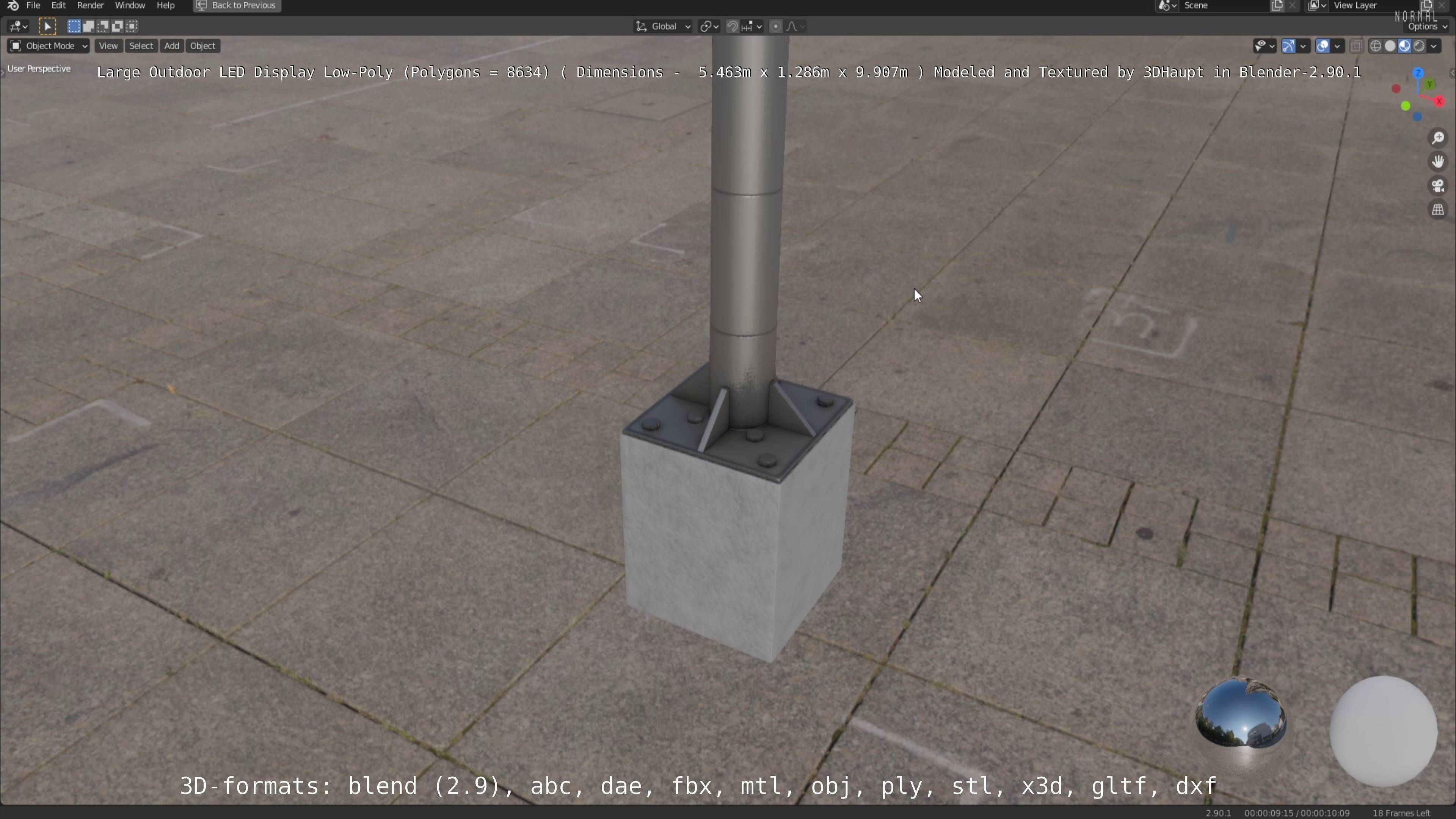 Large LED Display With Concrete Foundation for Outdoor Low-poly 3D model_39