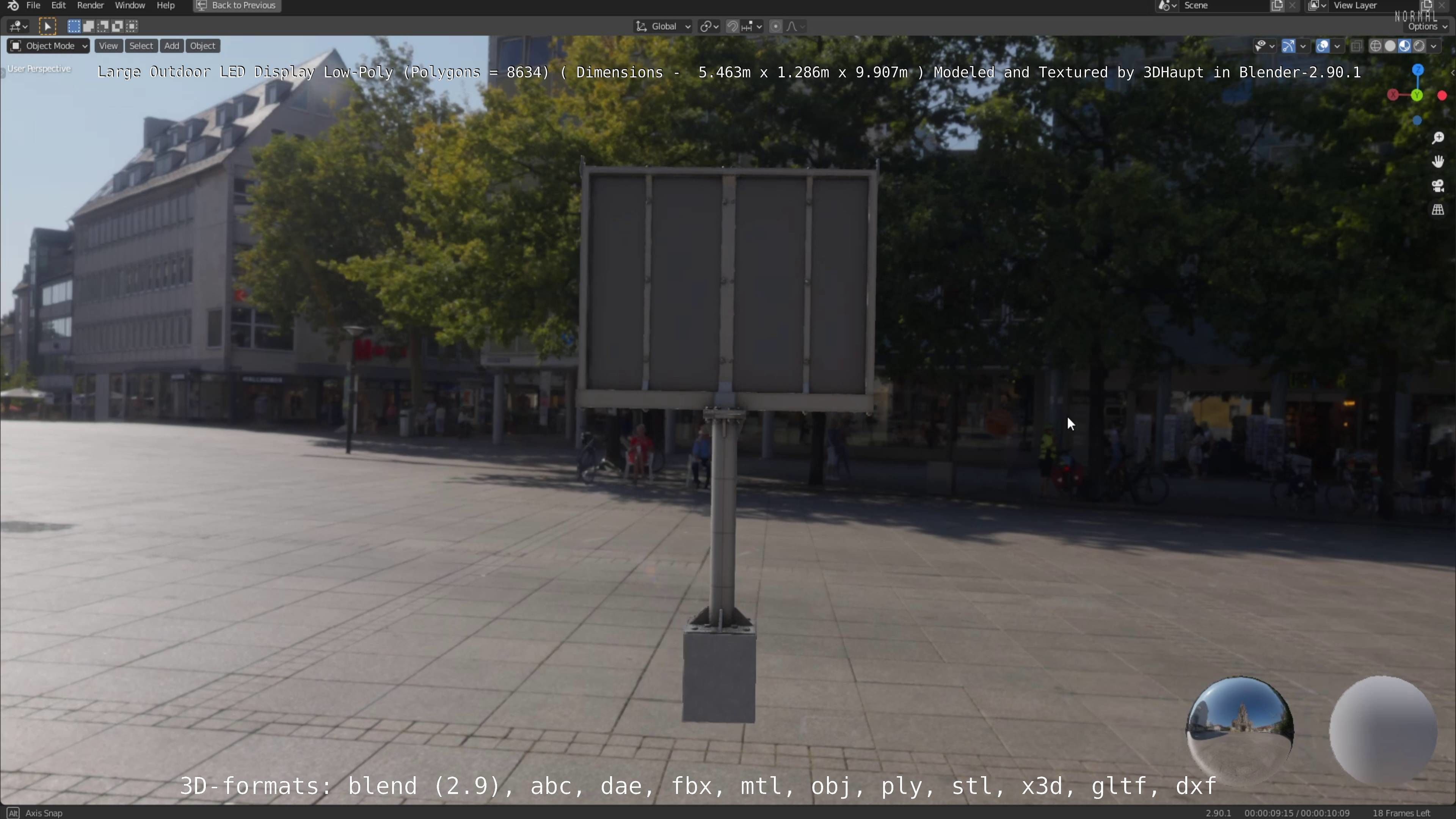 Large LED Display With Concrete Foundation for Outdoor Low-poly 3D model_60