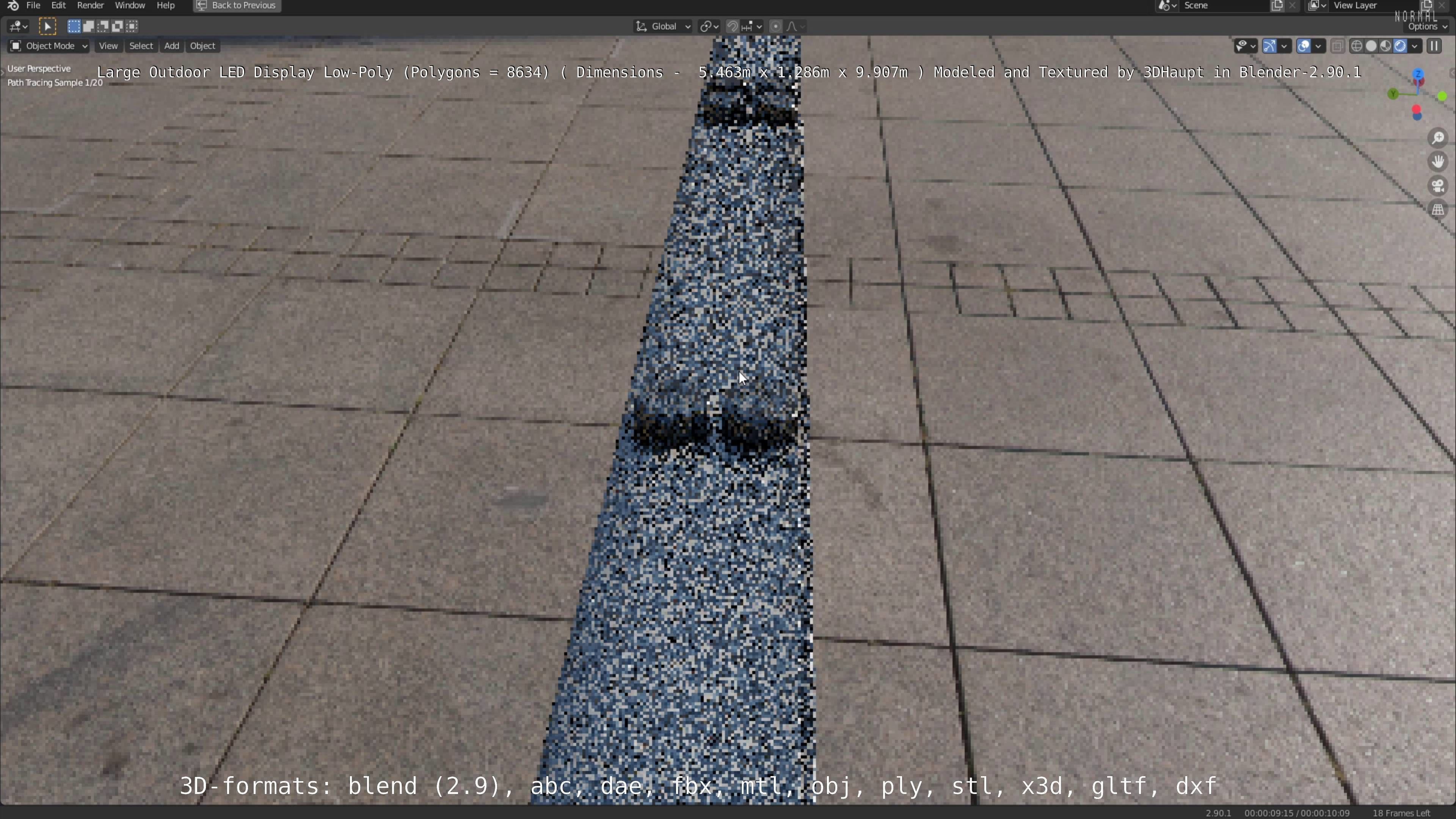 Large LED Display With Concrete Foundation for Outdoor Low-poly 3D model_125