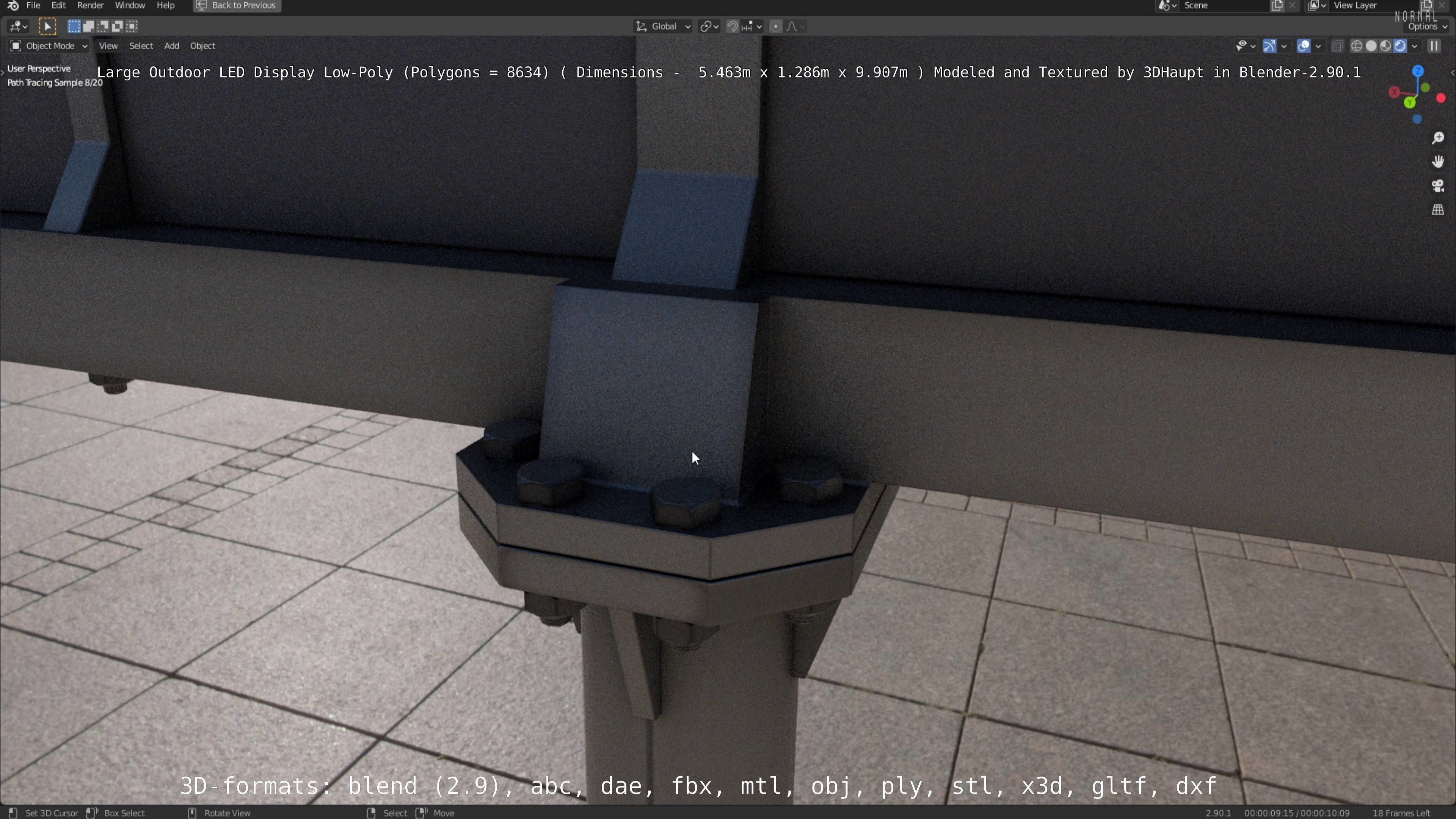 Large LED Display With Concrete Foundation for Outdoor Low-poly 3D model_65