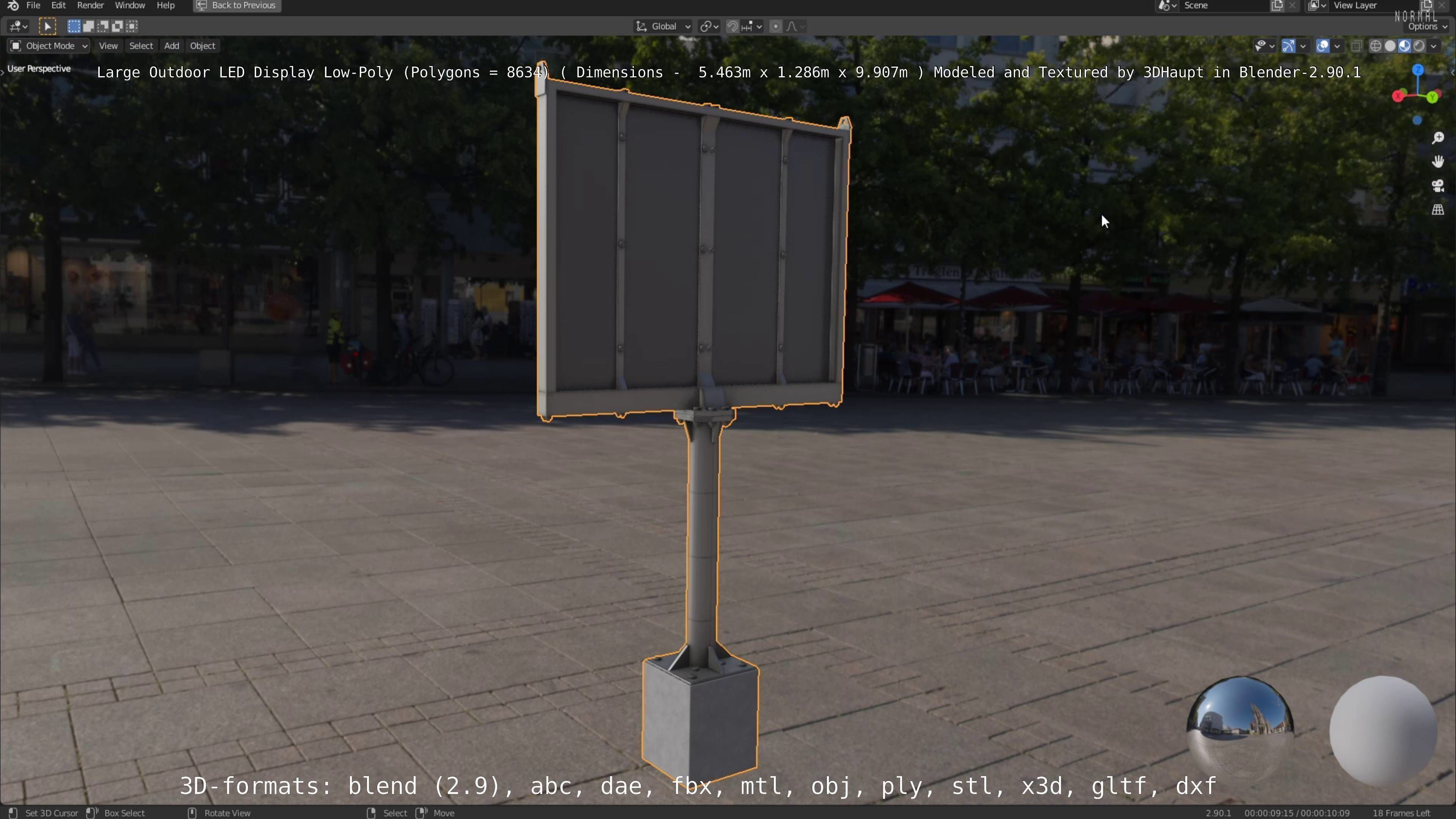 Large LED Display With Concrete Foundation for Outdoor Low-poly 3D model_107