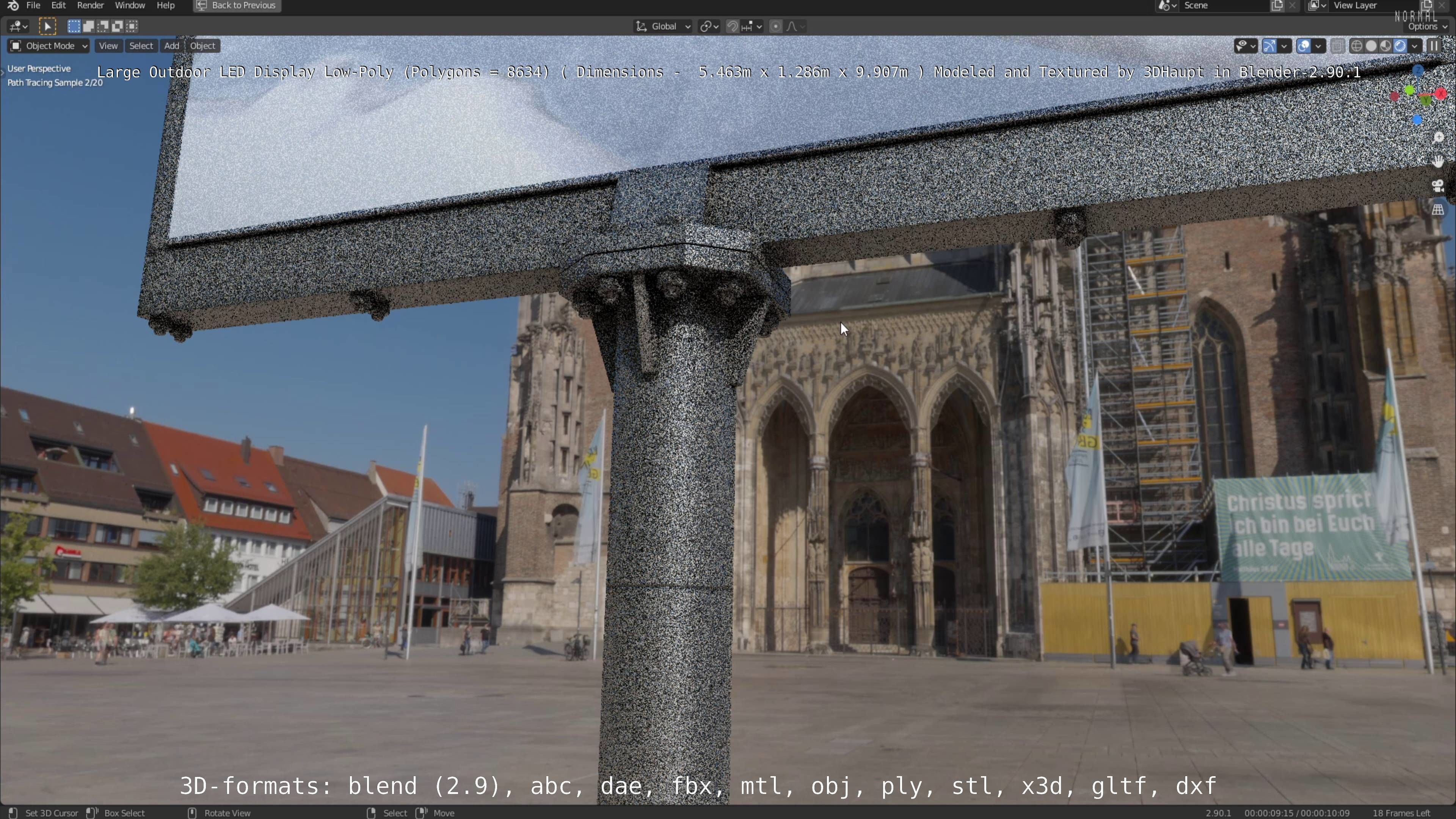 Large LED Display With Concrete Foundation for Outdoor Low-poly 3D model_10