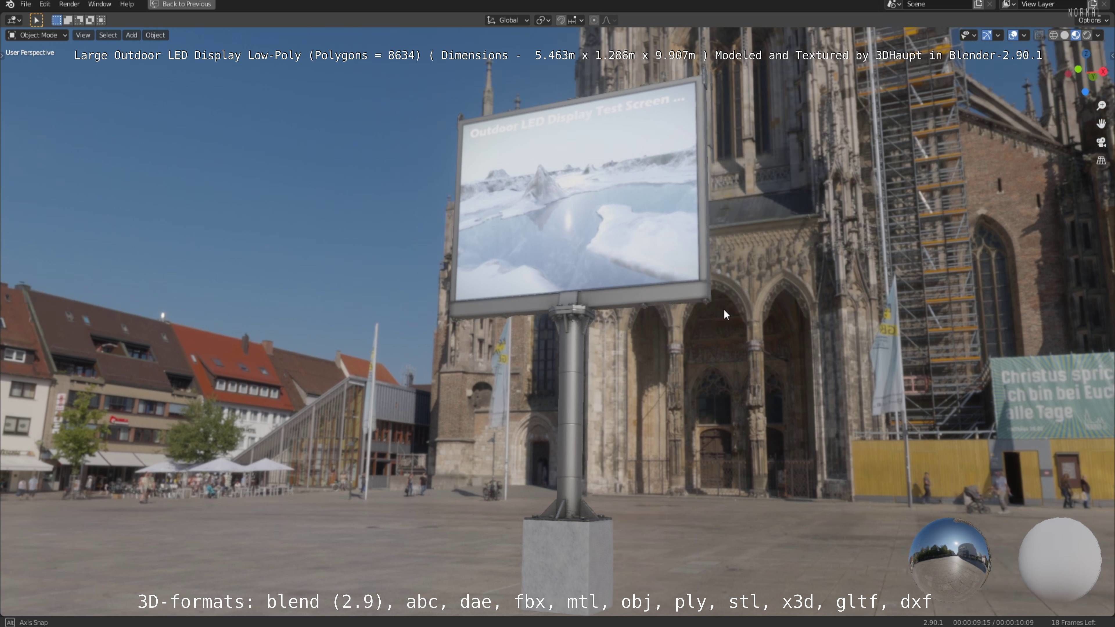 Large LED Display With Concrete Foundation for Outdoor Low-poly 3D model_40