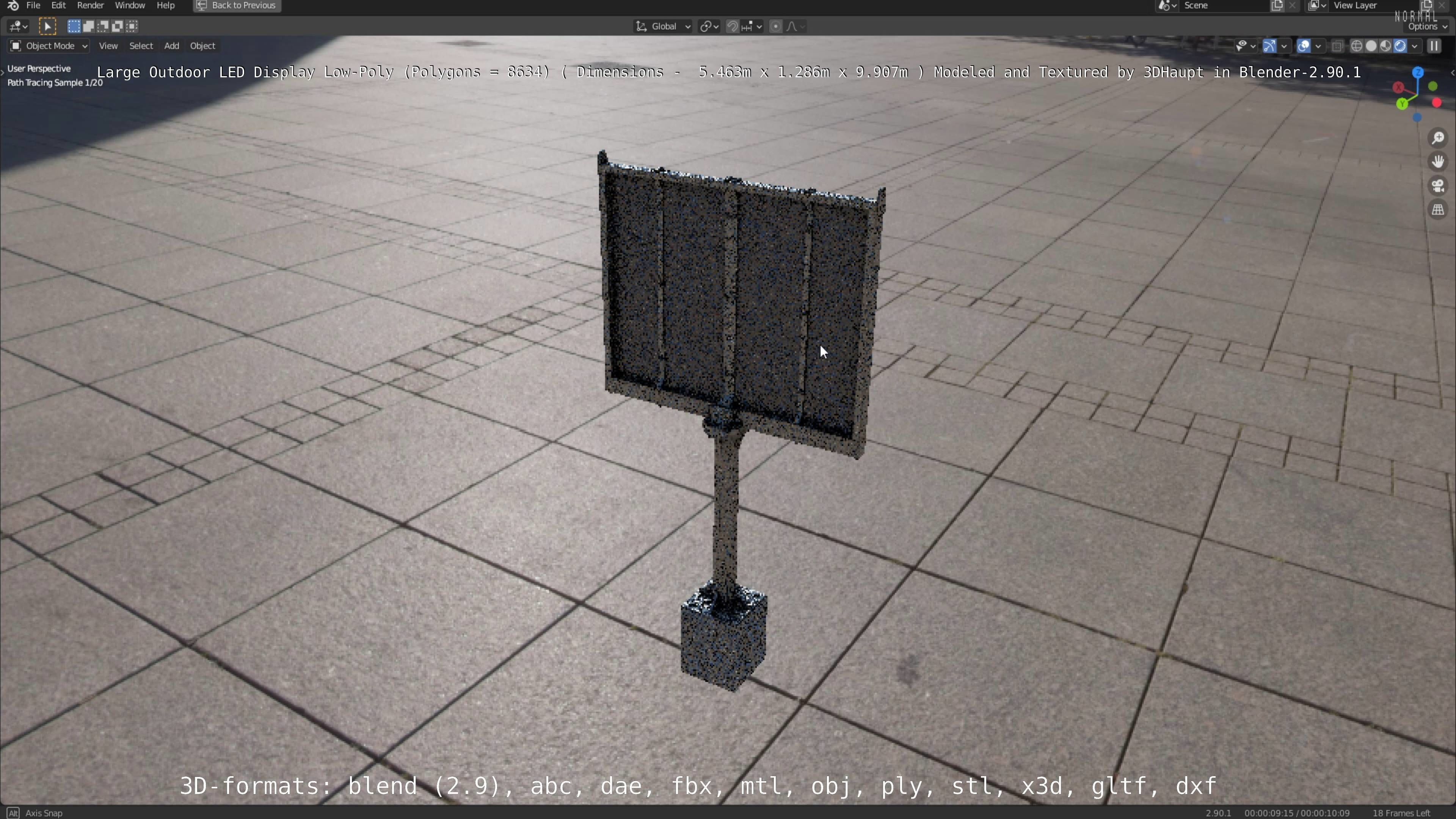 Large LED Display With Concrete Foundation for Outdoor Low-poly 3D model_66