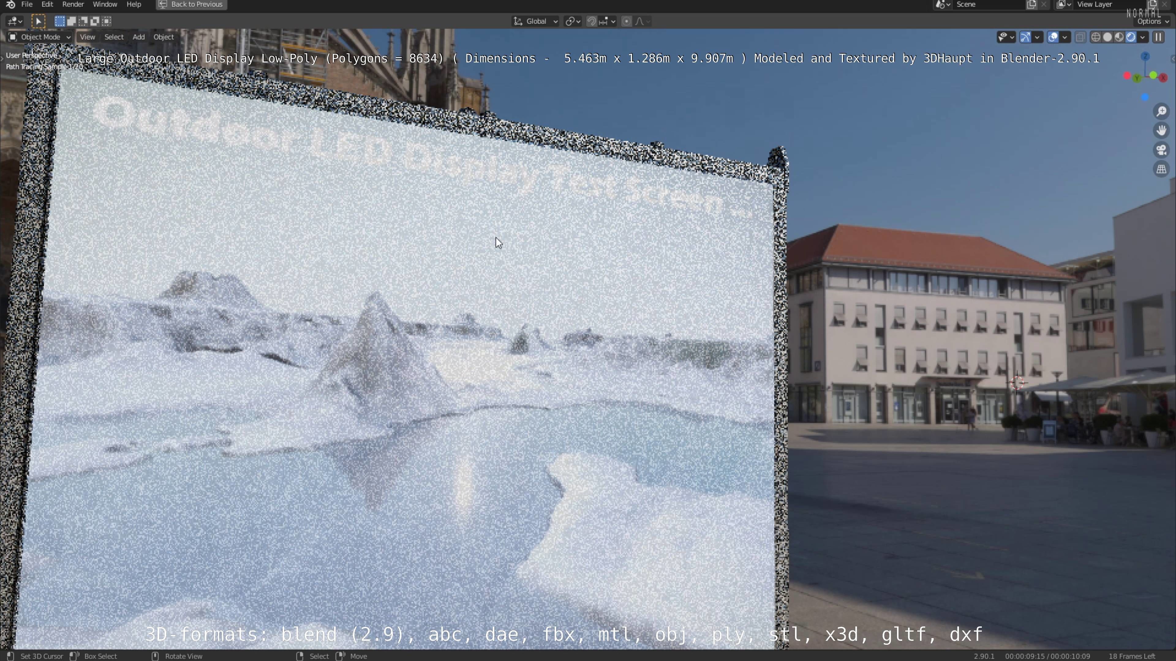 Large LED Display With Concrete Foundation for Outdoor Low-poly 3D model_128