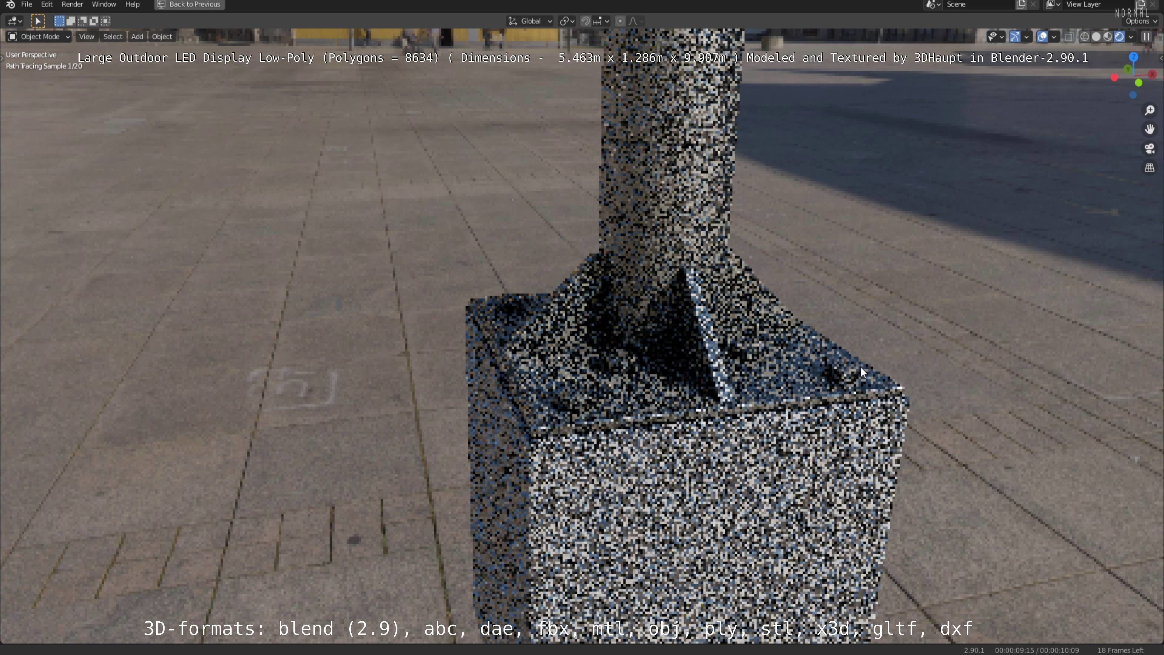 Large LED Display With Concrete Foundation for Outdoor Low-poly 3D model_35