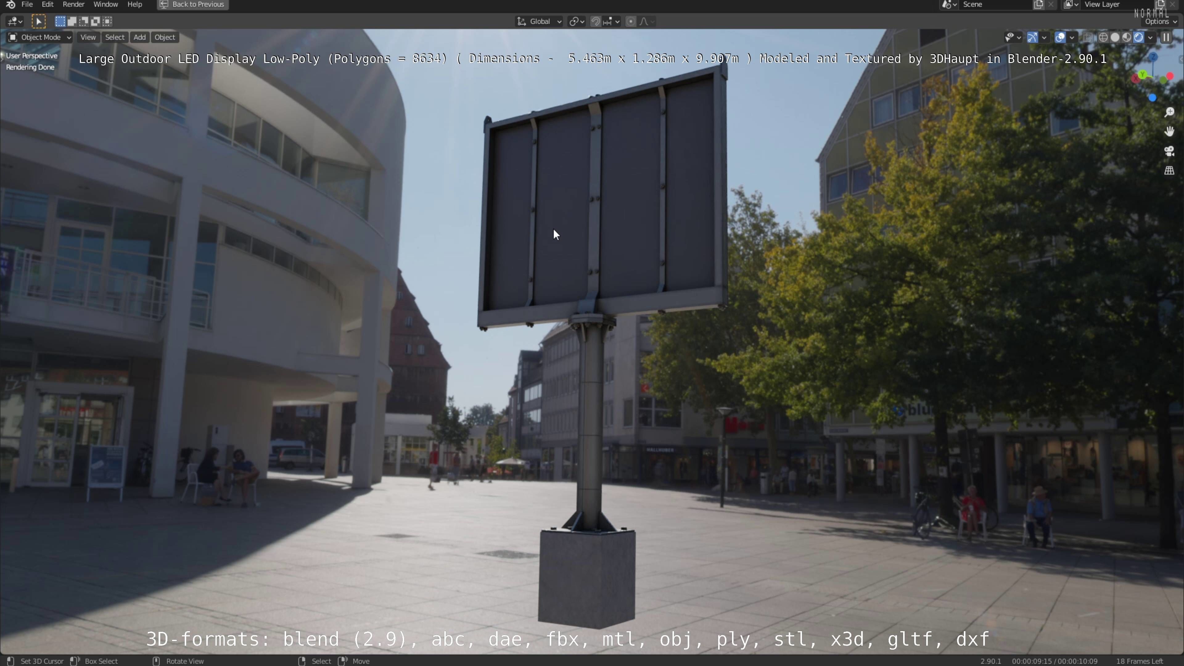 Large LED Display With Concrete Foundation for Outdoor Low-poly 3D model_81