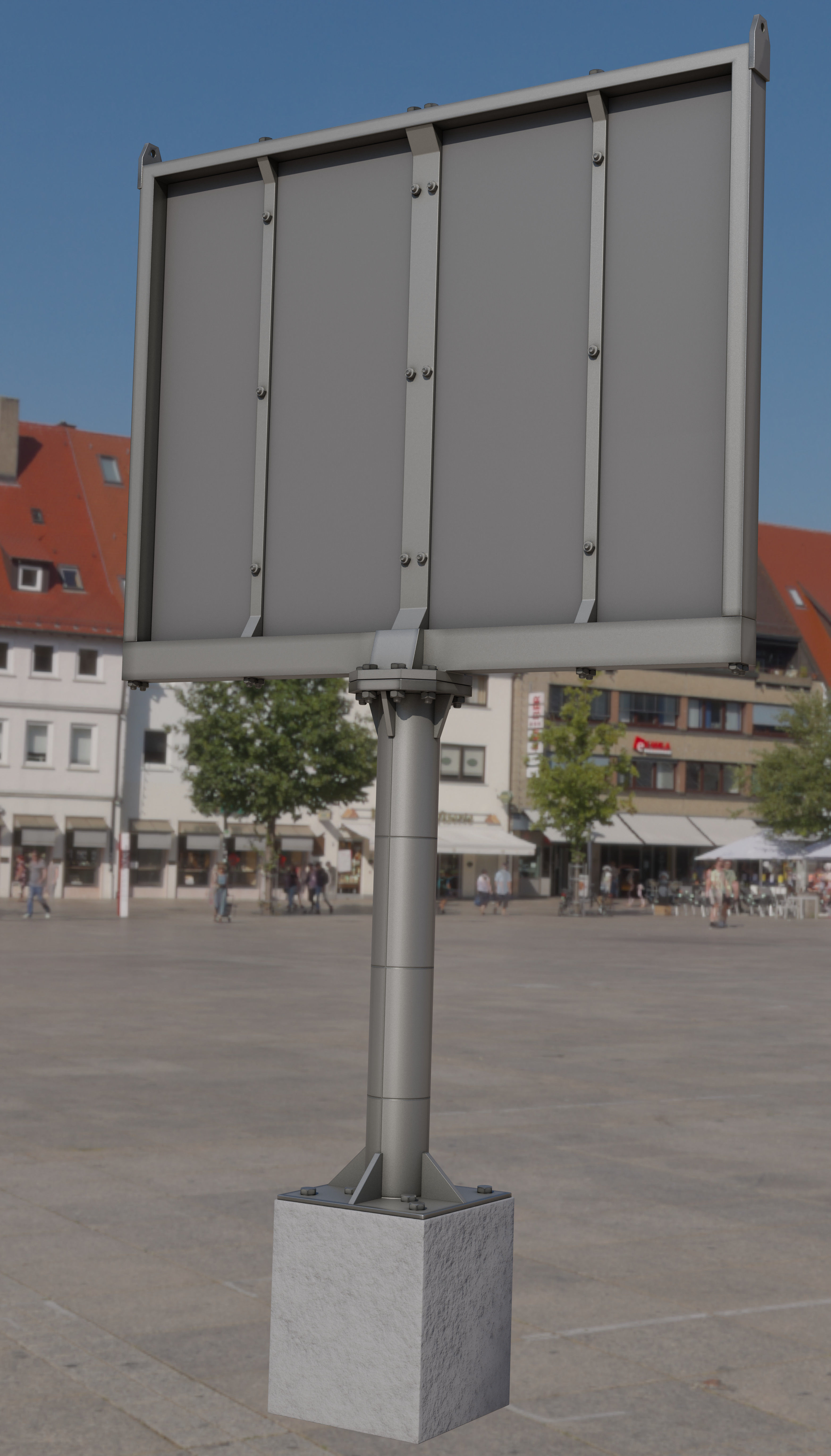 Large LED Display With Concrete Foundation for Outdoor Low-poly 3D model_6