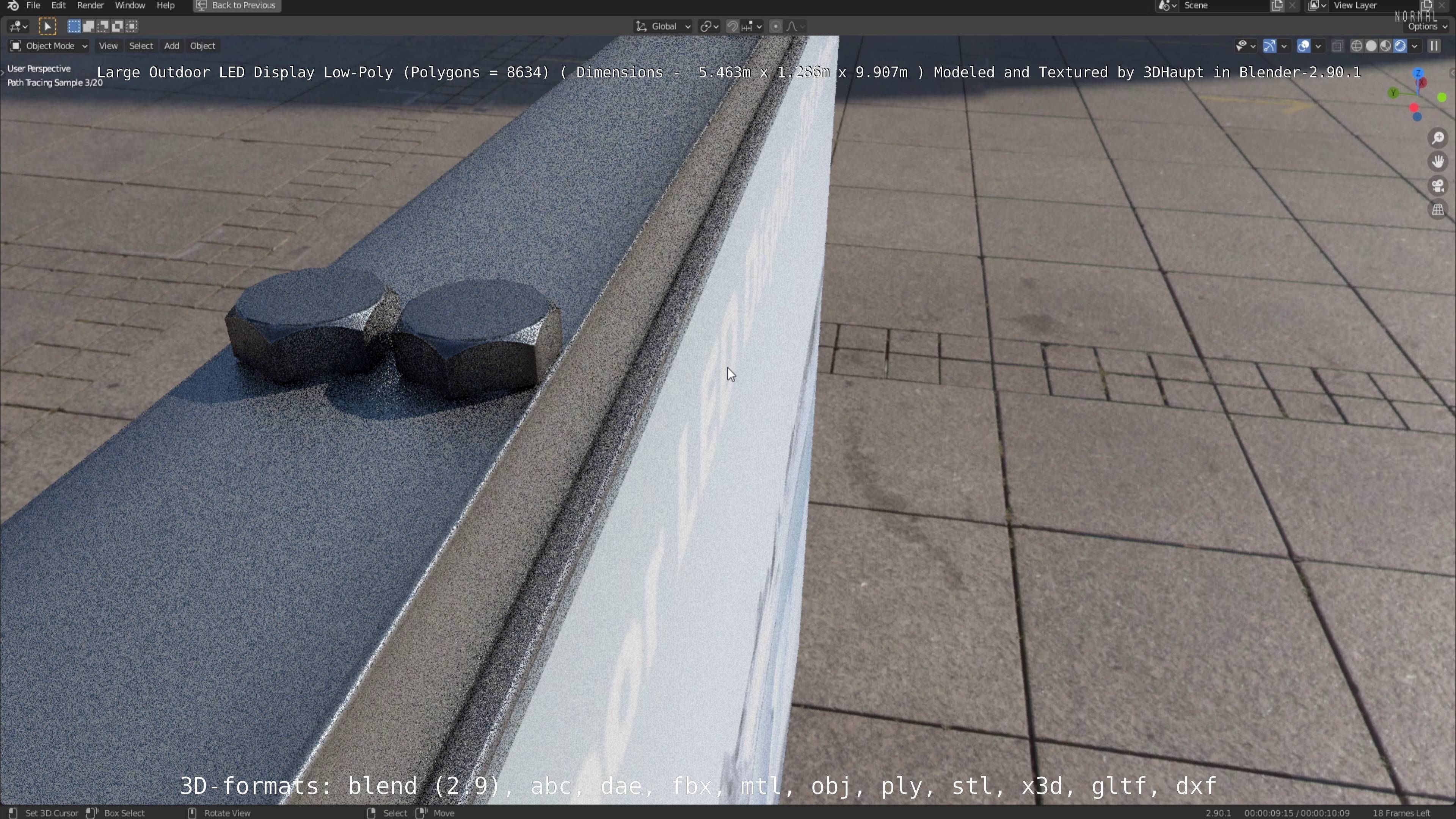 Large LED Display With Concrete Foundation for Outdoor Low-poly 3D model_127