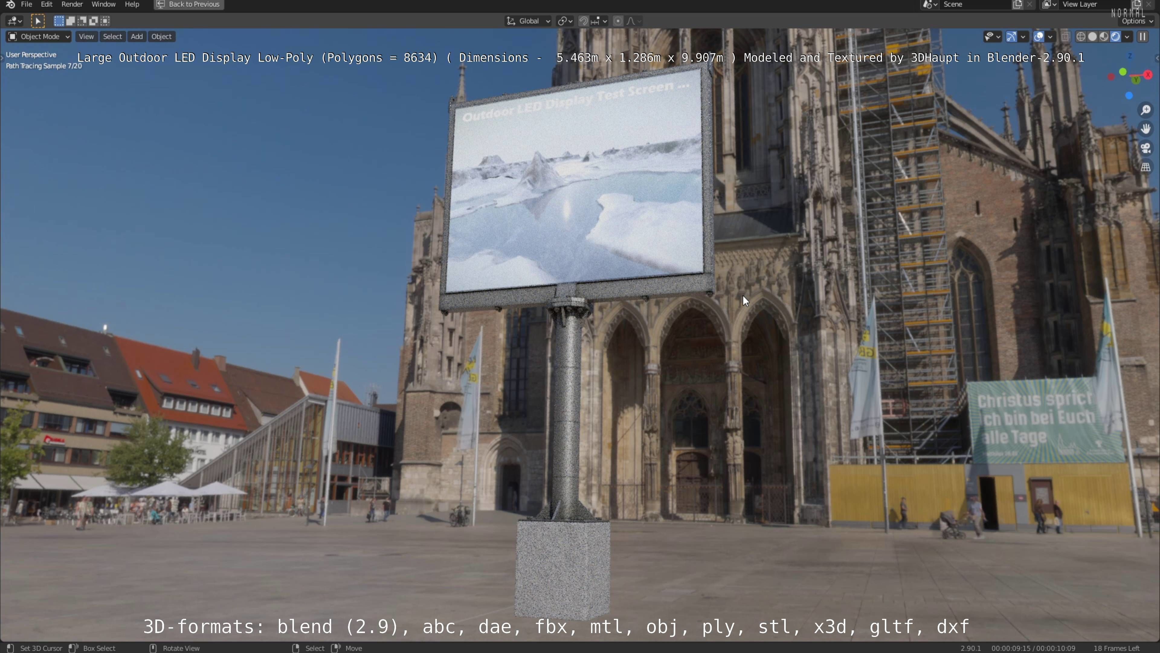 Large LED Display With Concrete Foundation for Outdoor Low-poly 3D model_32