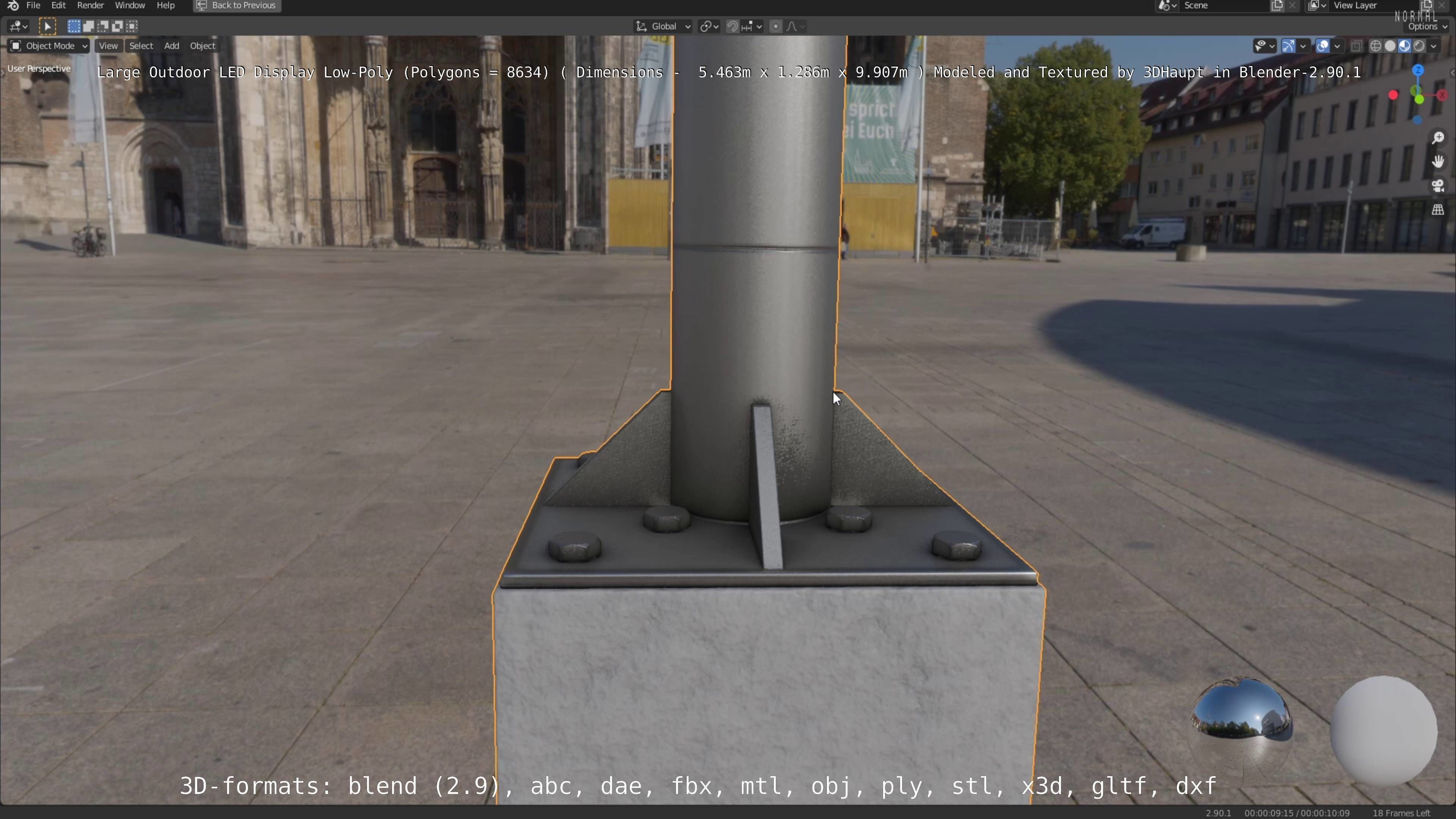 Large LED Display With Concrete Foundation for Outdoor Low-poly 3D model_50