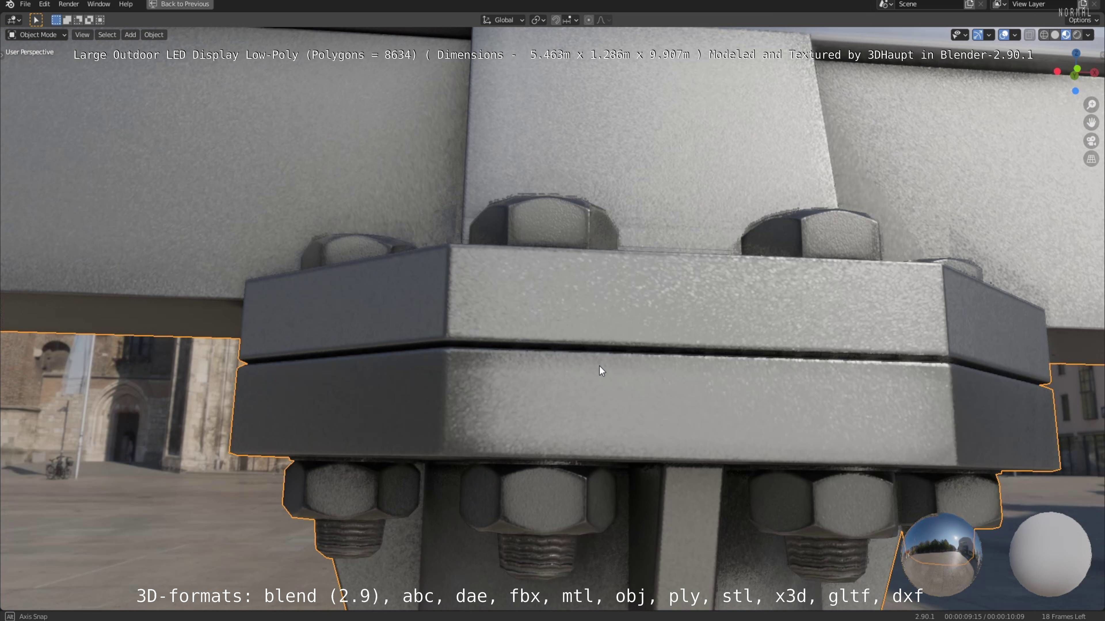 Large LED Display With Concrete Foundation for Outdoor Low-poly 3D model_47