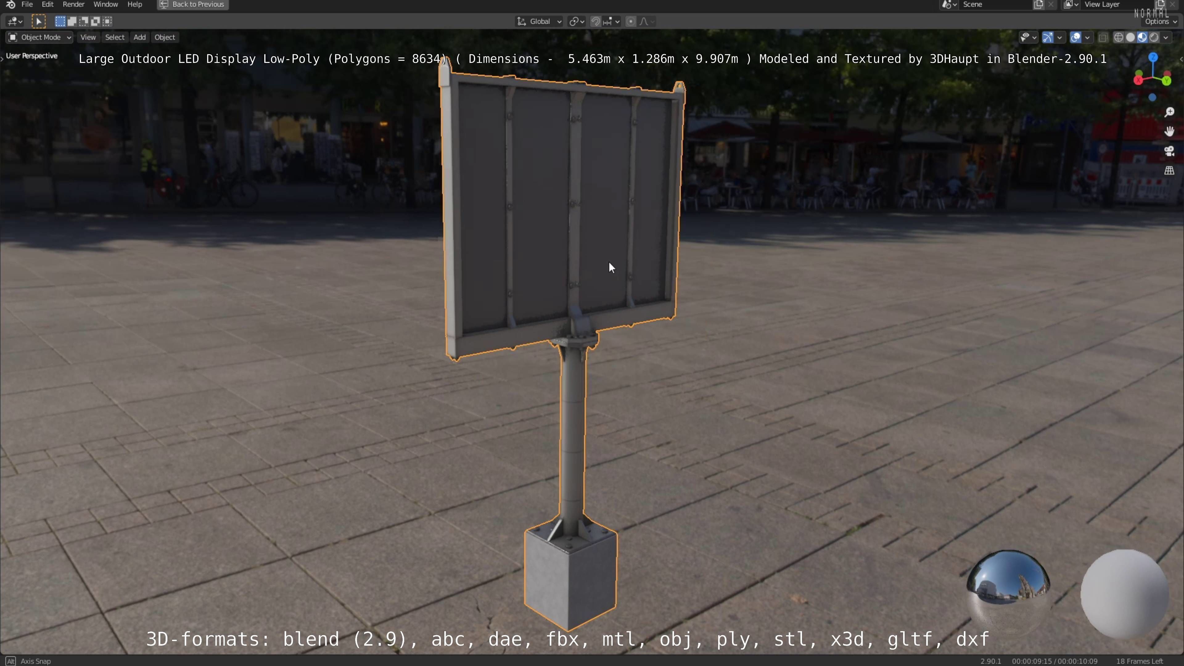 Large LED Display With Concrete Foundation for Outdoor Low-poly 3D model_42