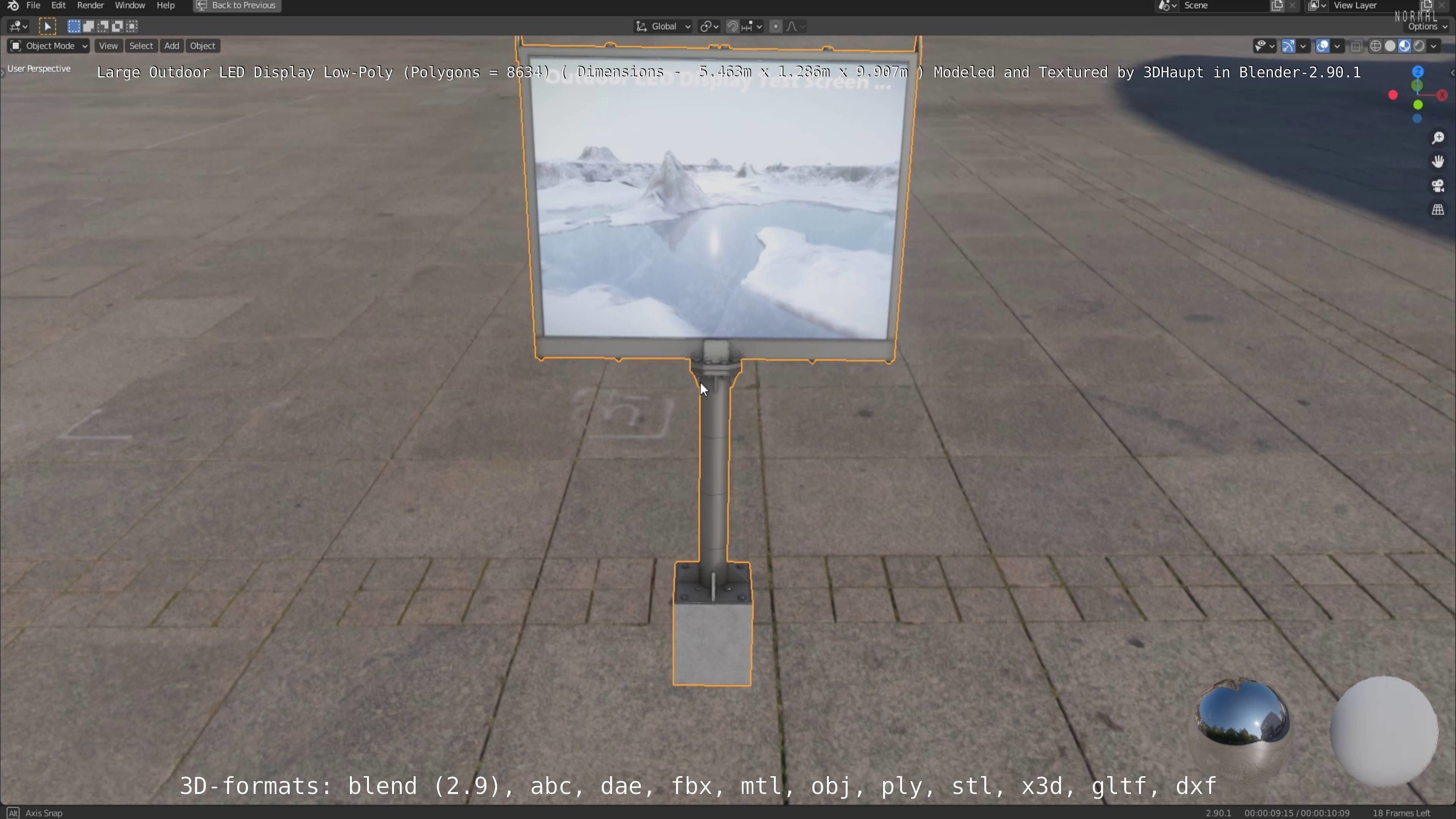 Large LED Display With Concrete Foundation for Outdoor Low-poly 3D model_28