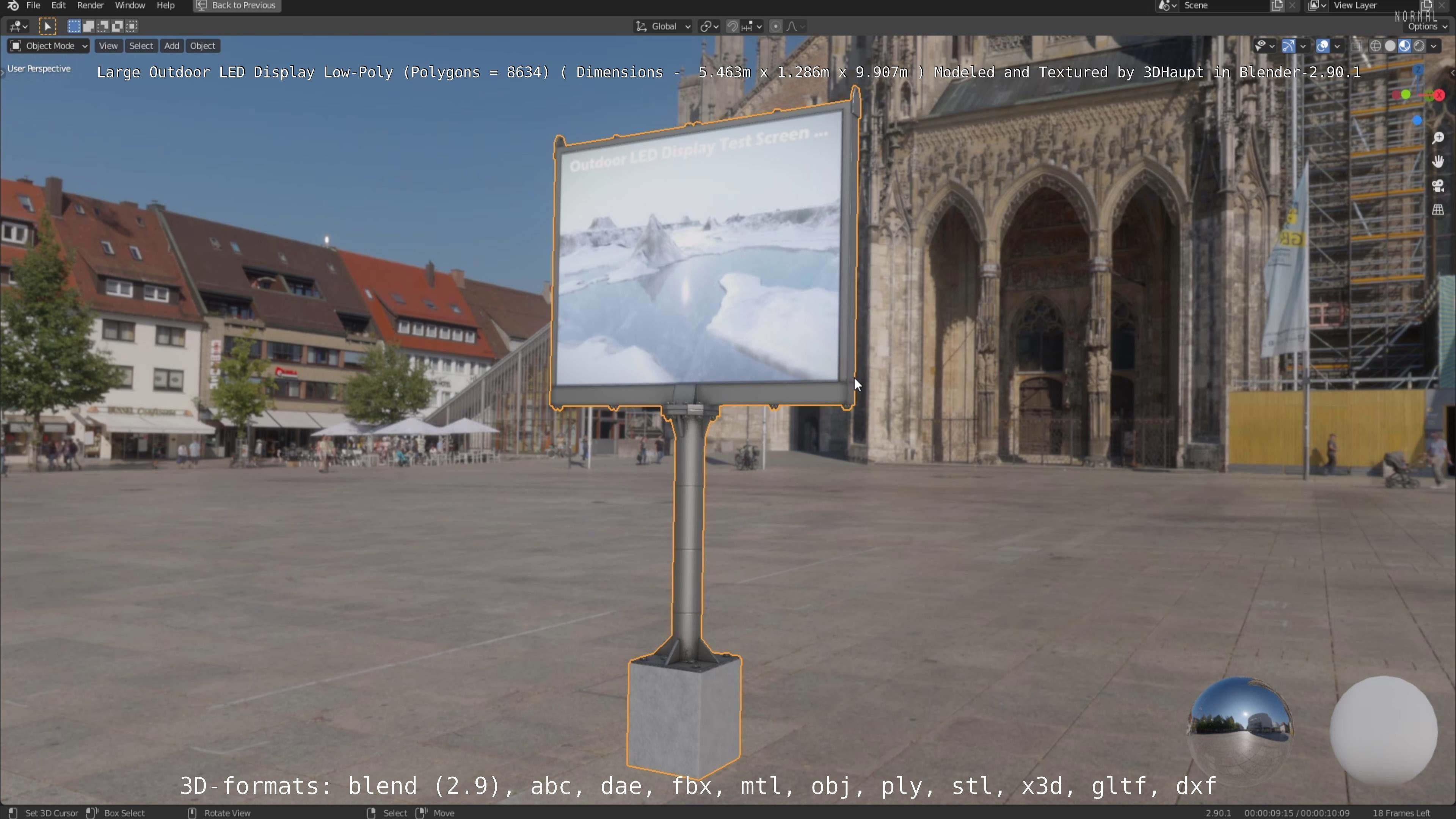 Large LED Display With Concrete Foundation for Outdoor Low-poly 3D model_78