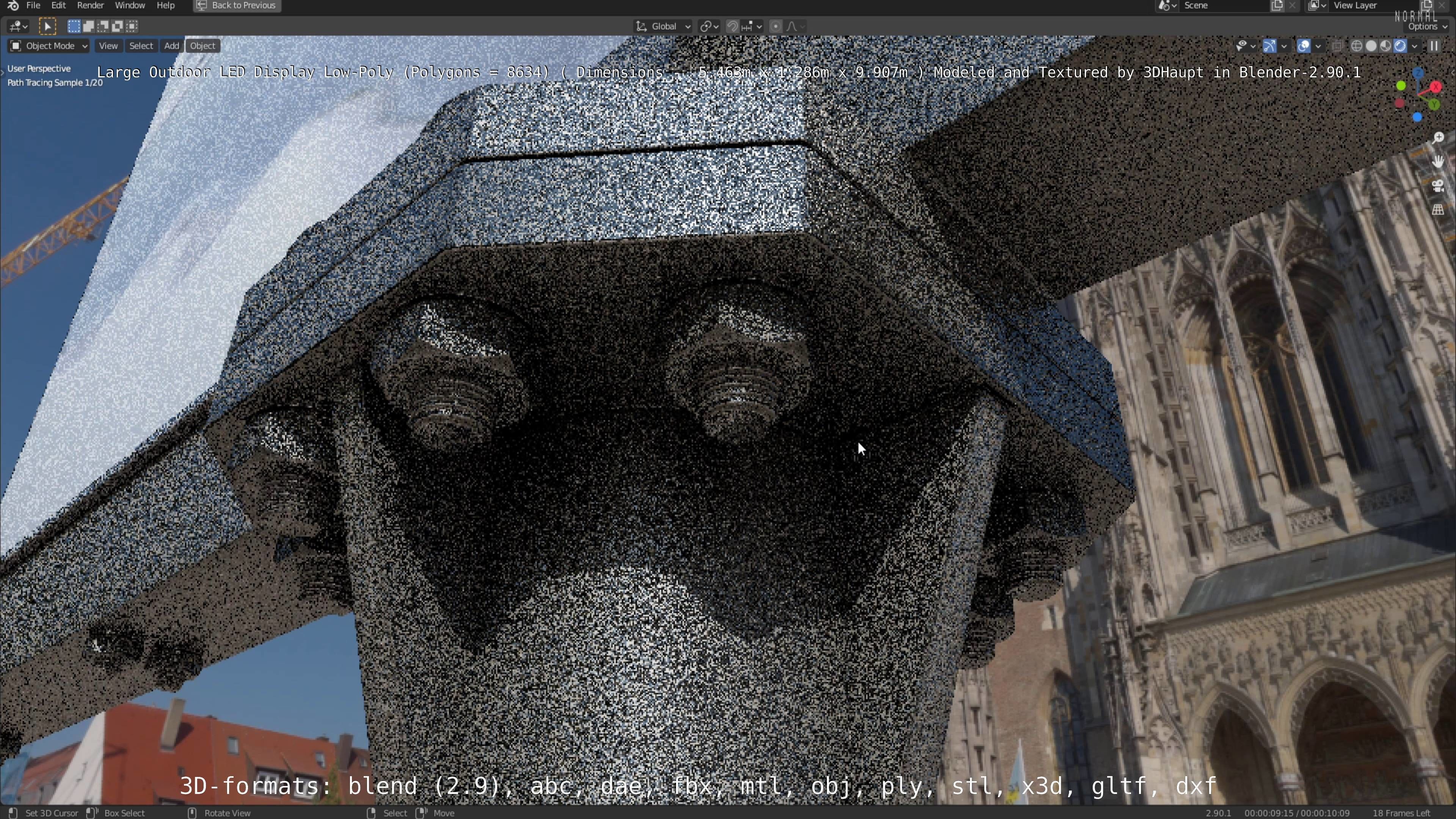 Large LED Display With Concrete Foundation for Outdoor Low-poly 3D model_138