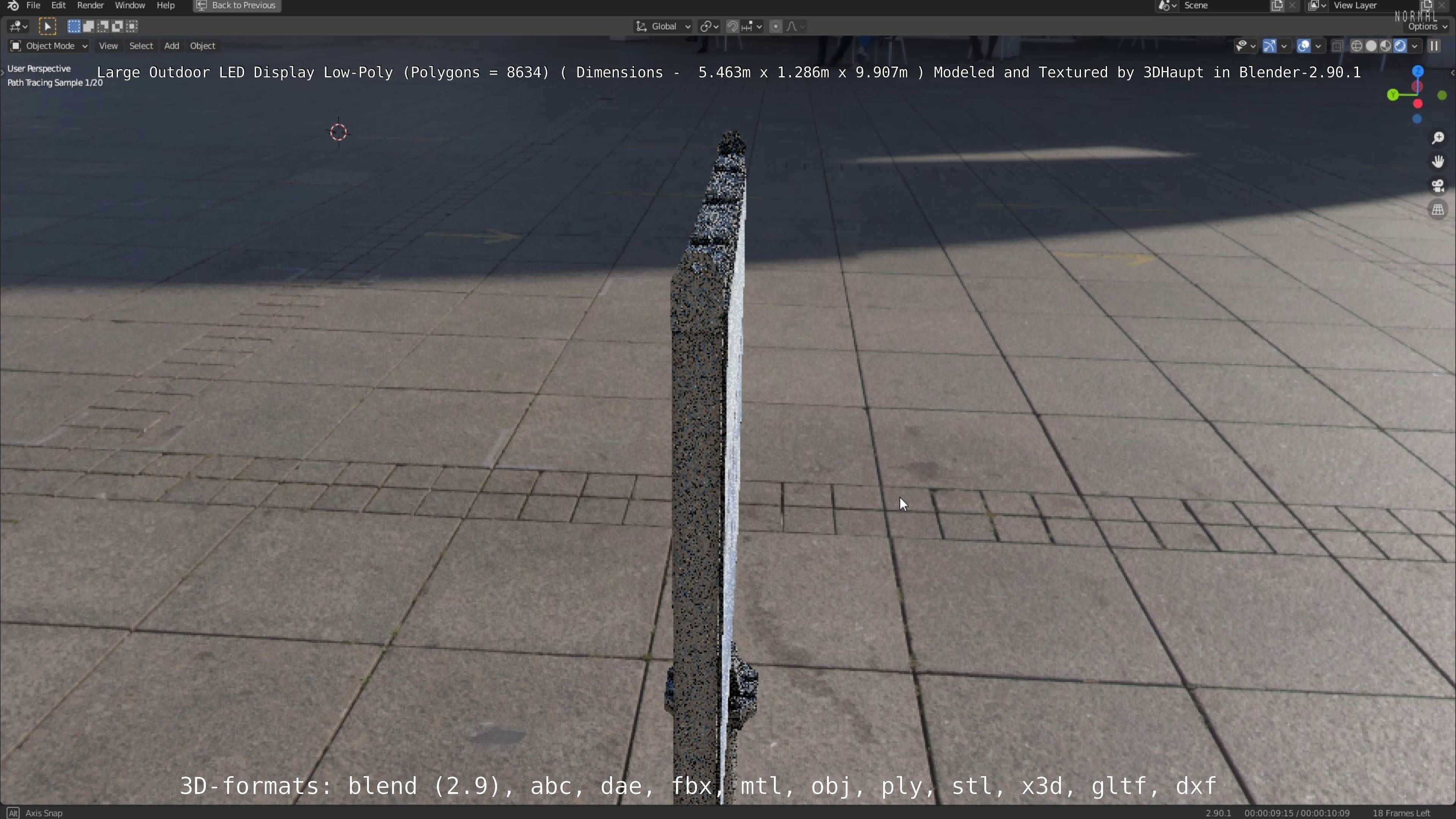 Large LED Display With Concrete Foundation for Outdoor Low-poly 3D model_90