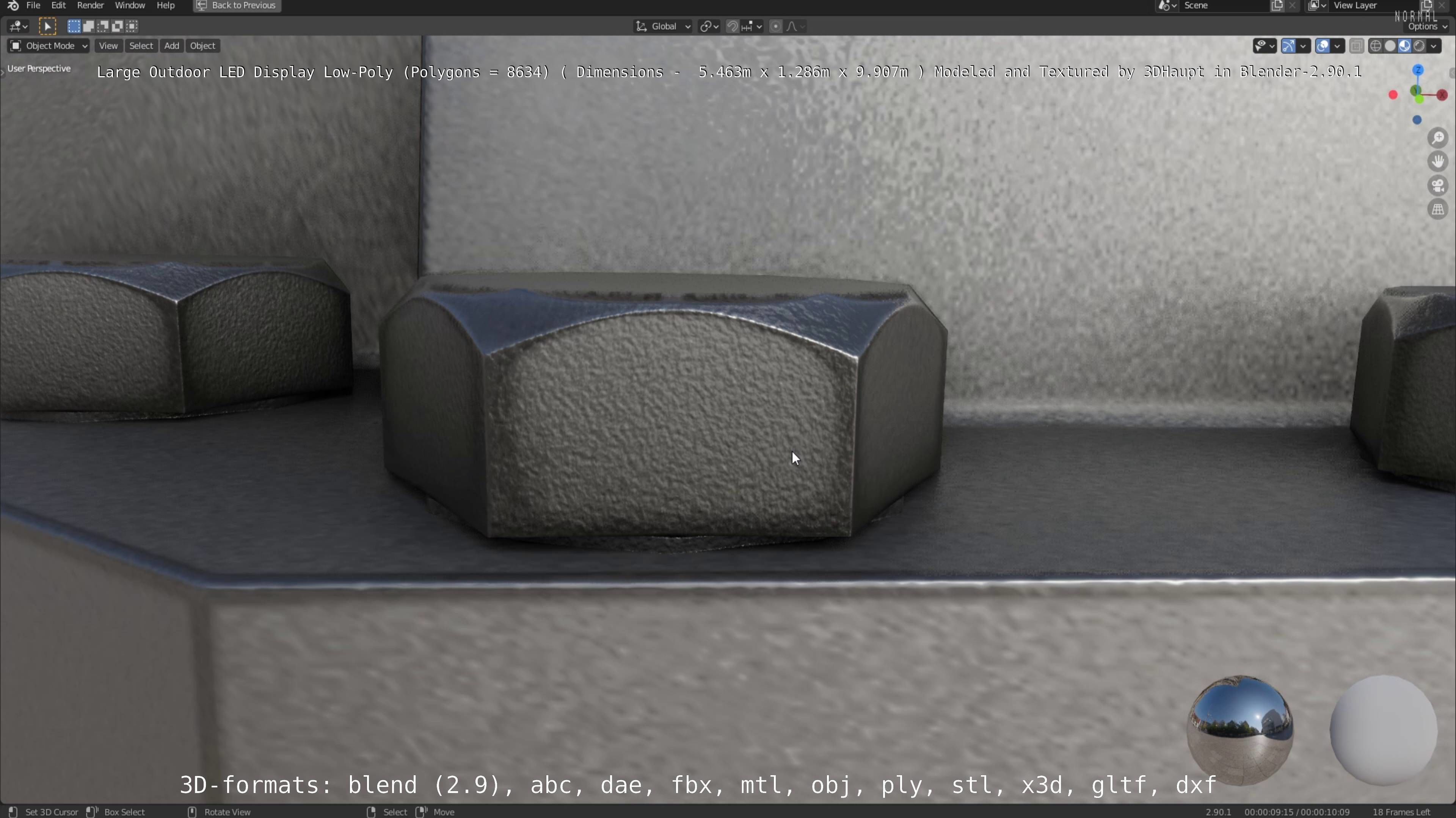 Large LED Display With Concrete Foundation for Outdoor Low-poly 3D model_21