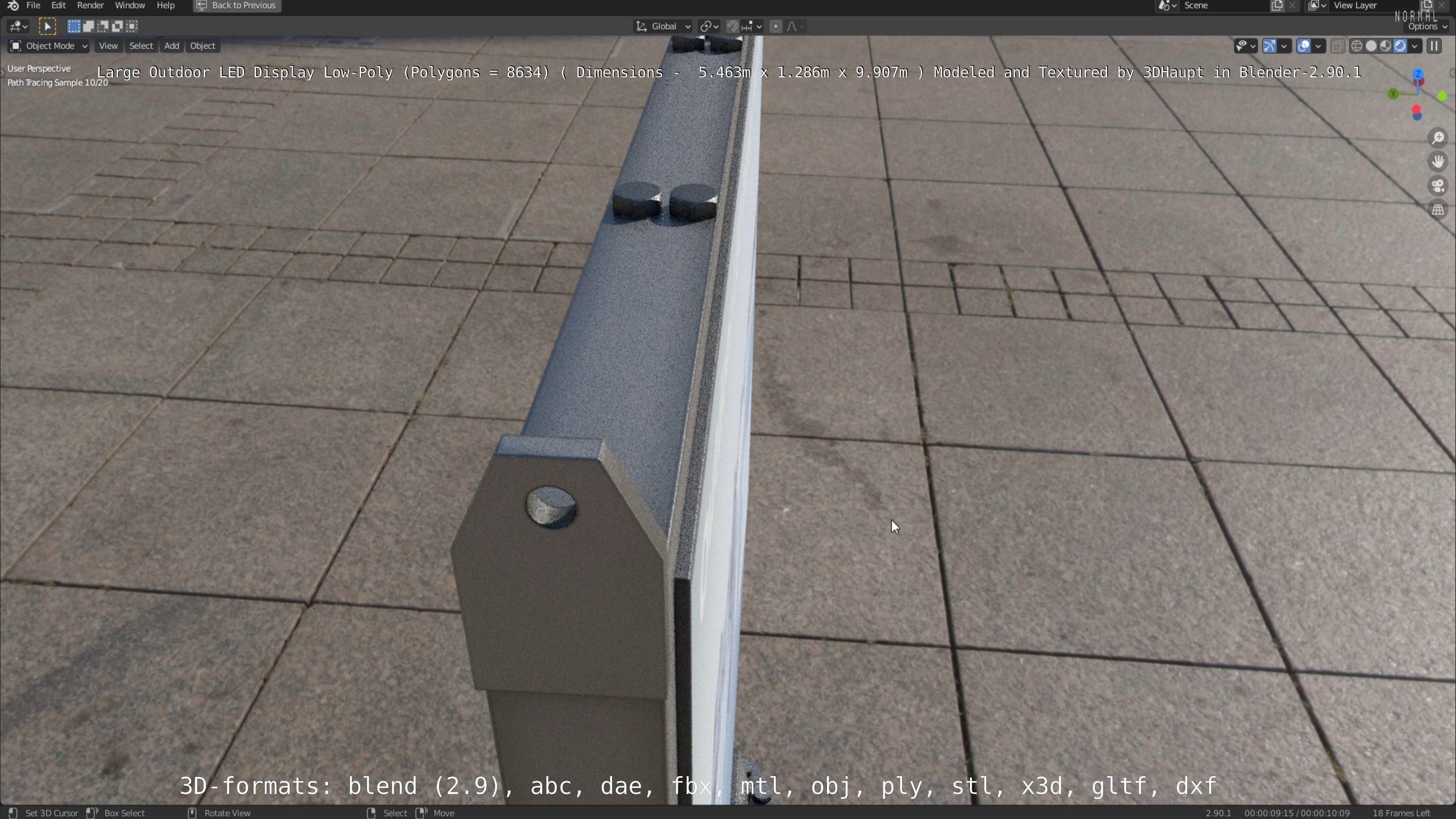 Large LED Display With Concrete Foundation for Outdoor Low-poly 3D model_123