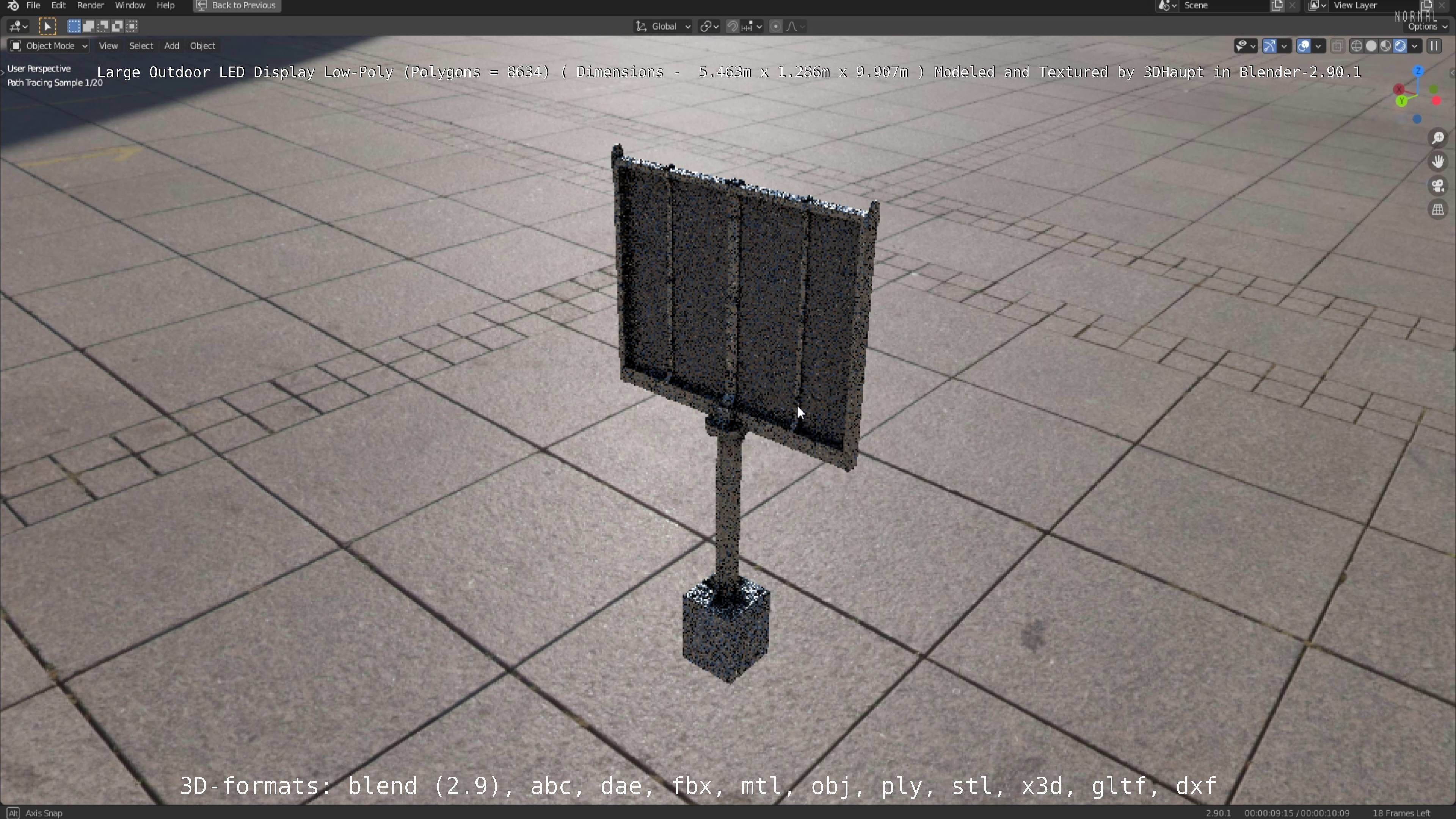 Large LED Display With Concrete Foundation for Outdoor Low-poly 3D model_67