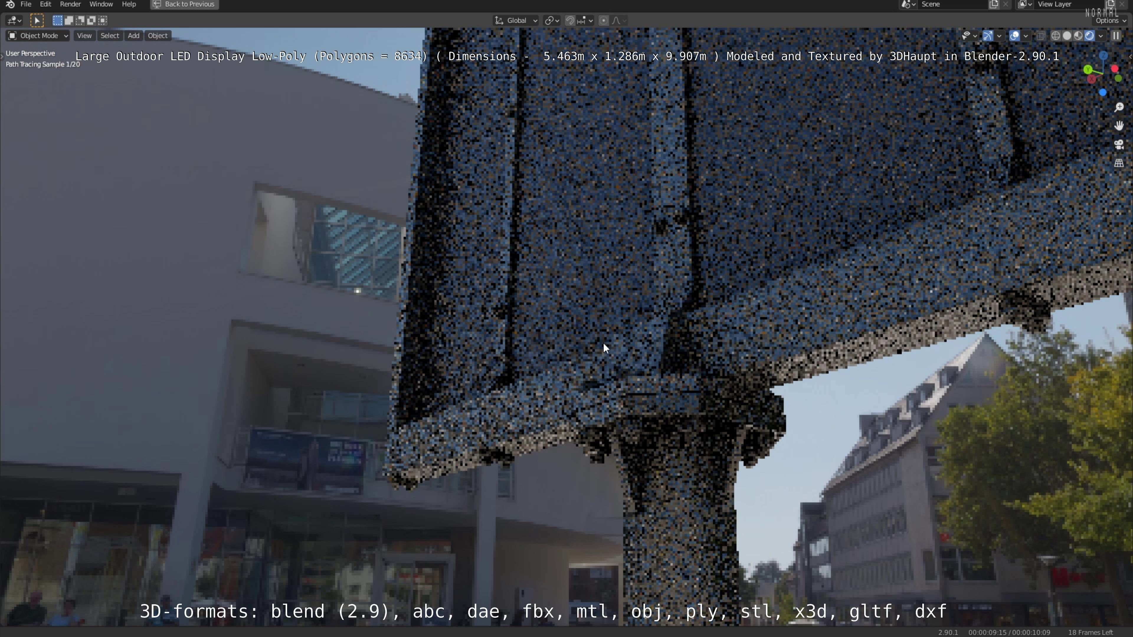 Large LED Display With Concrete Foundation for Outdoor Low-poly 3D model_131