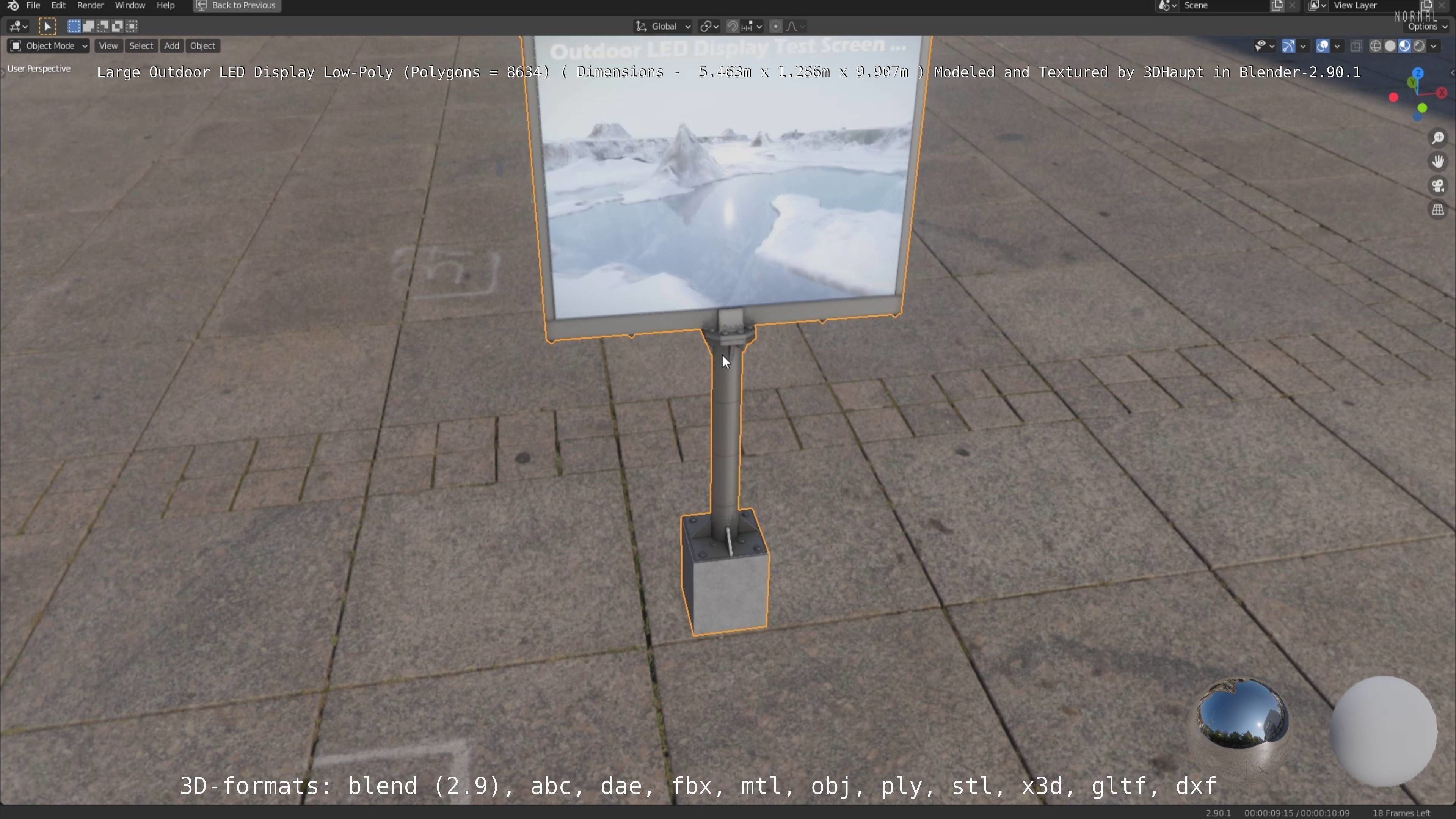 Large LED Display With Concrete Foundation for Outdoor Low-poly 3D model_59