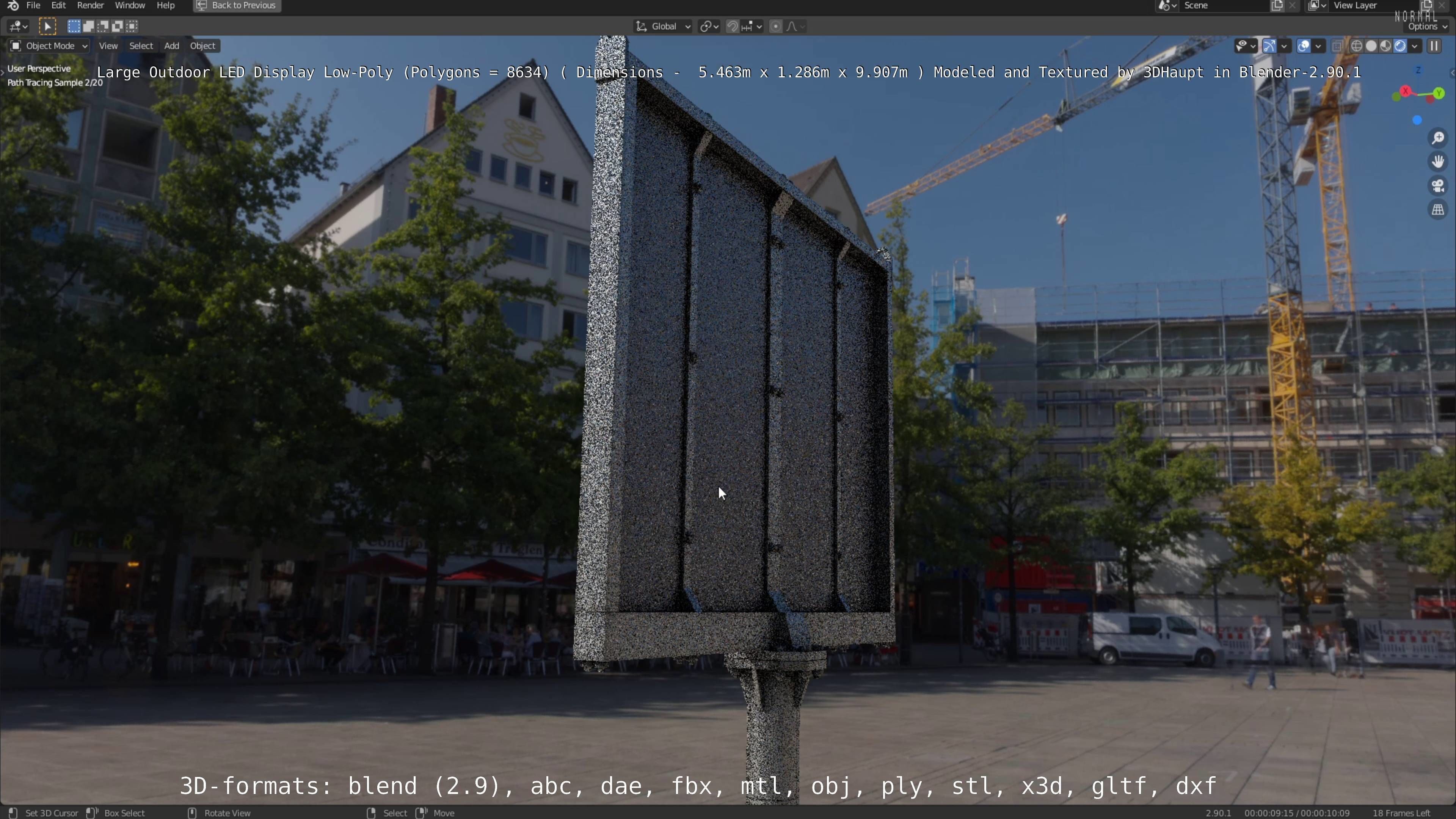 Large LED Display With Concrete Foundation for Outdoor Low-poly 3D model_85