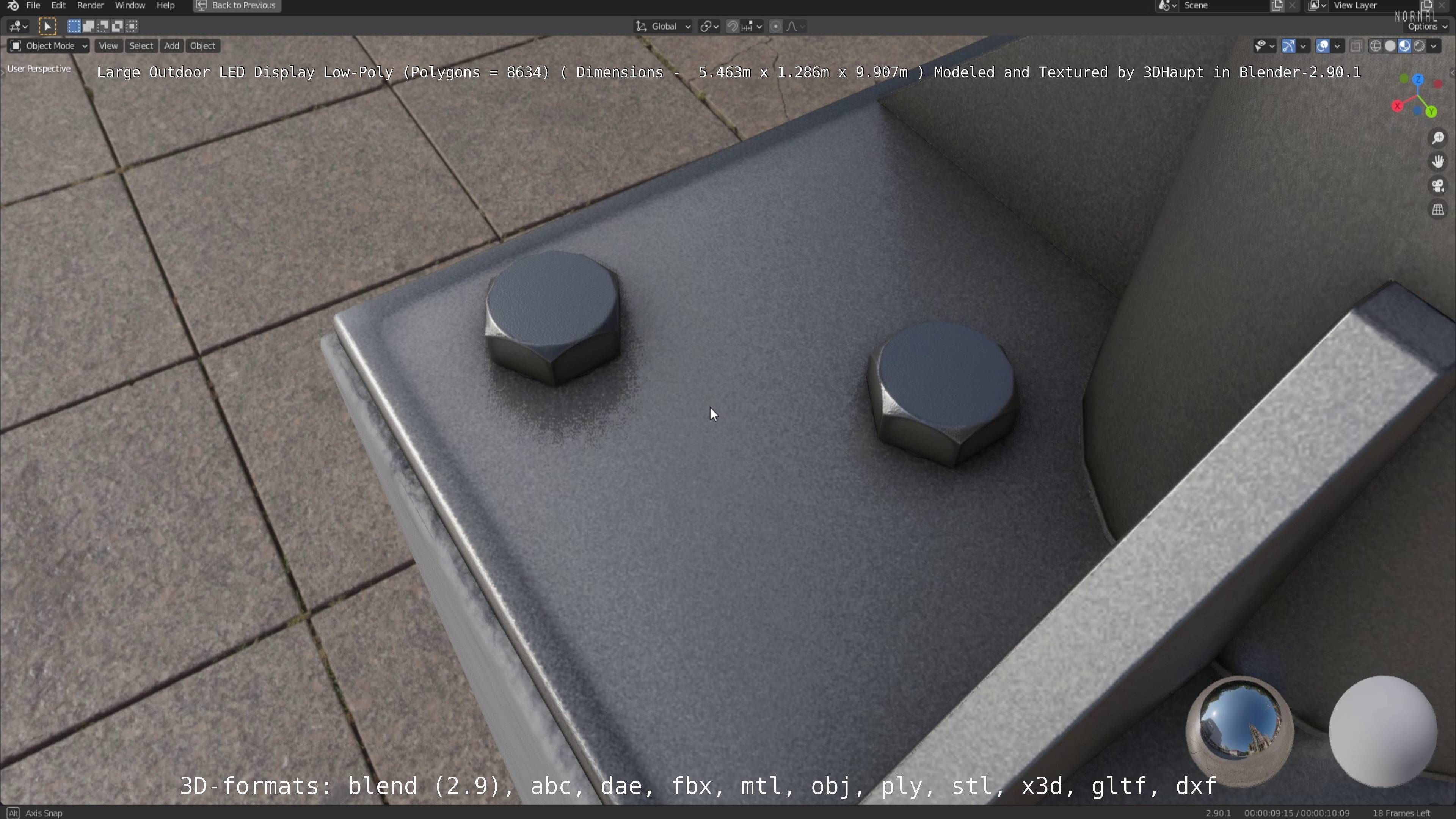 Large LED Display With Concrete Foundation for Outdoor Low-poly 3D model_7