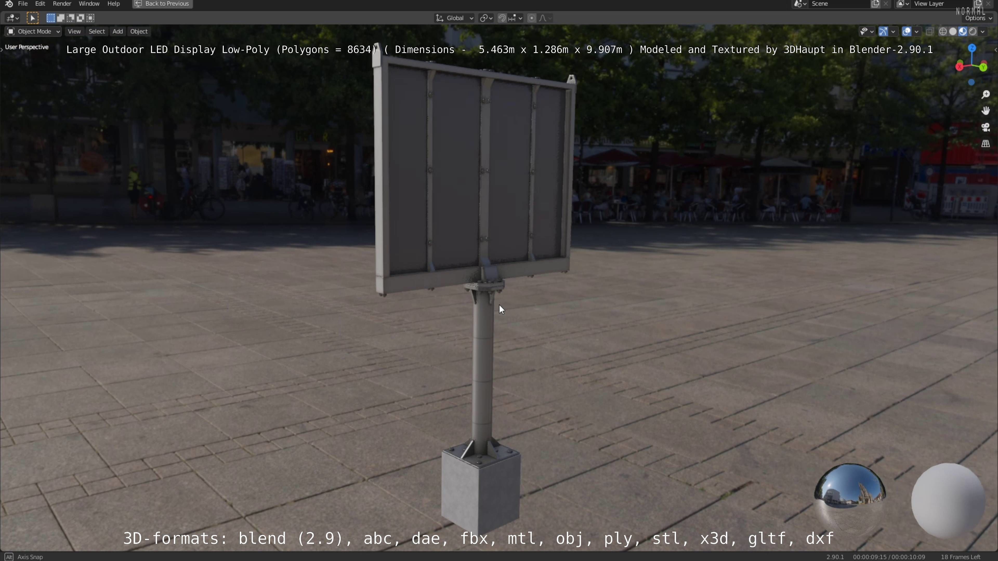 Large LED Display With Concrete Foundation for Outdoor Low-poly 3D model_41
