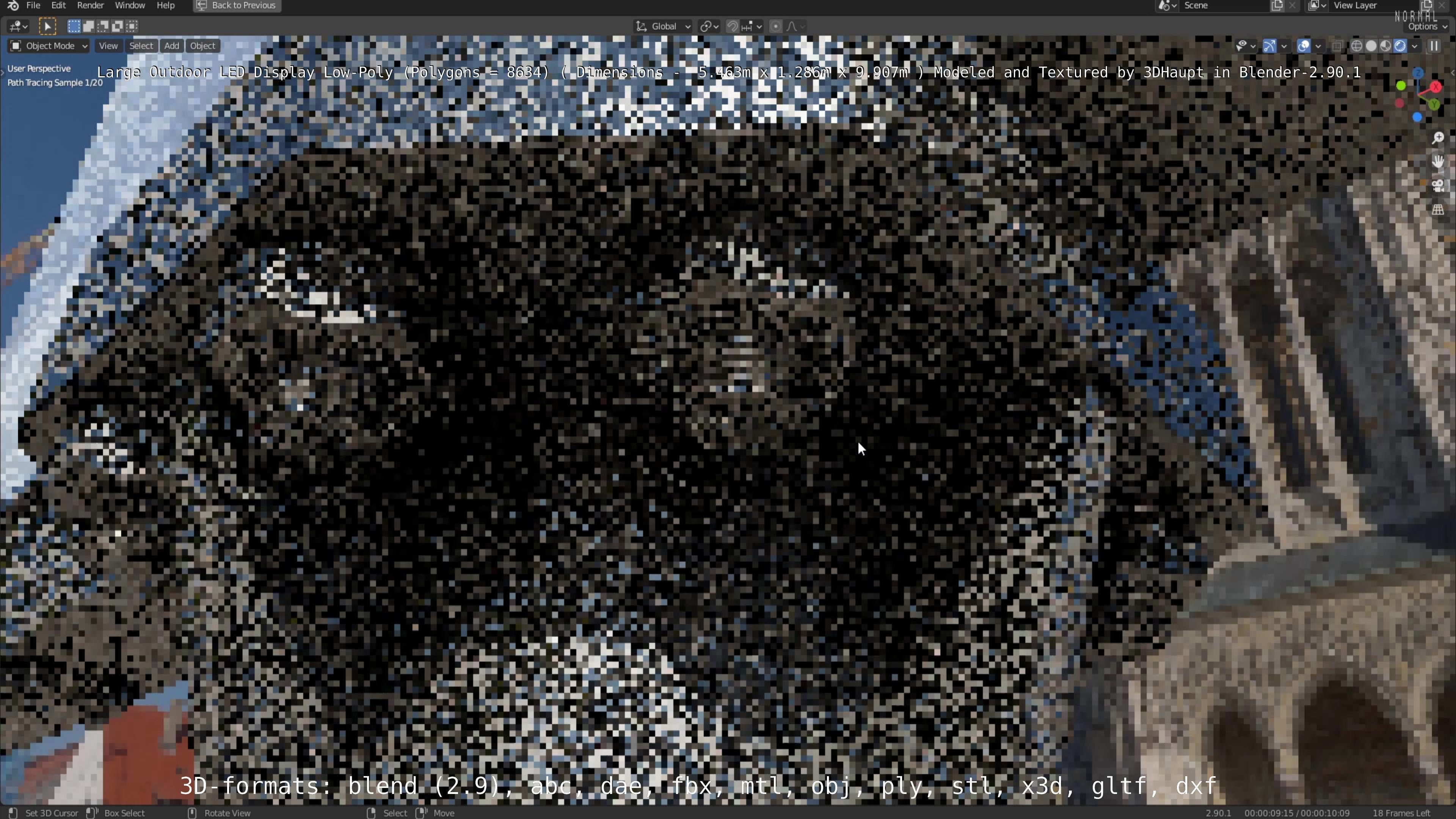 Large LED Display With Concrete Foundation for Outdoor Low-poly 3D model_54