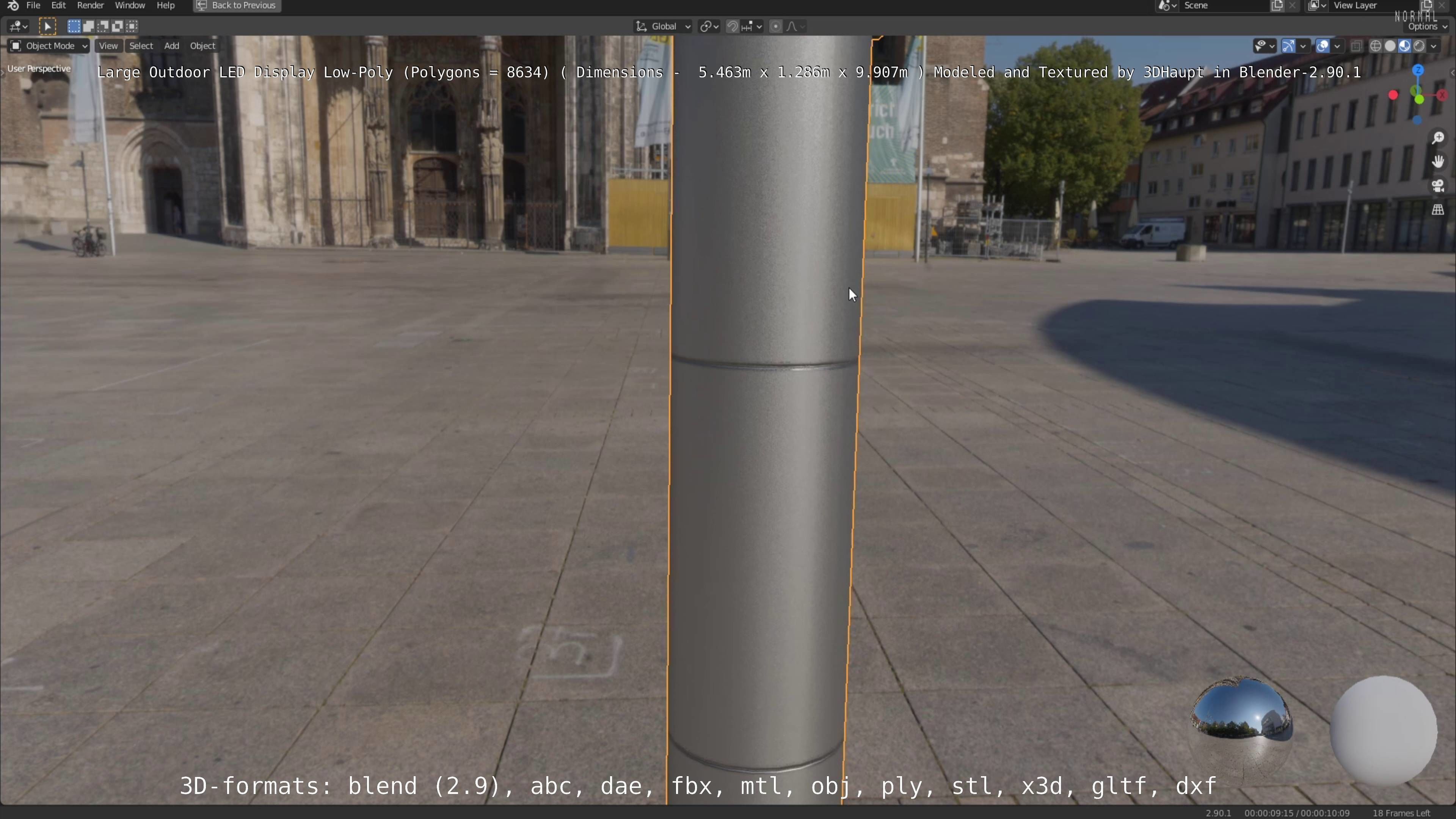 Large LED Display With Concrete Foundation for Outdoor Low-poly 3D model_24