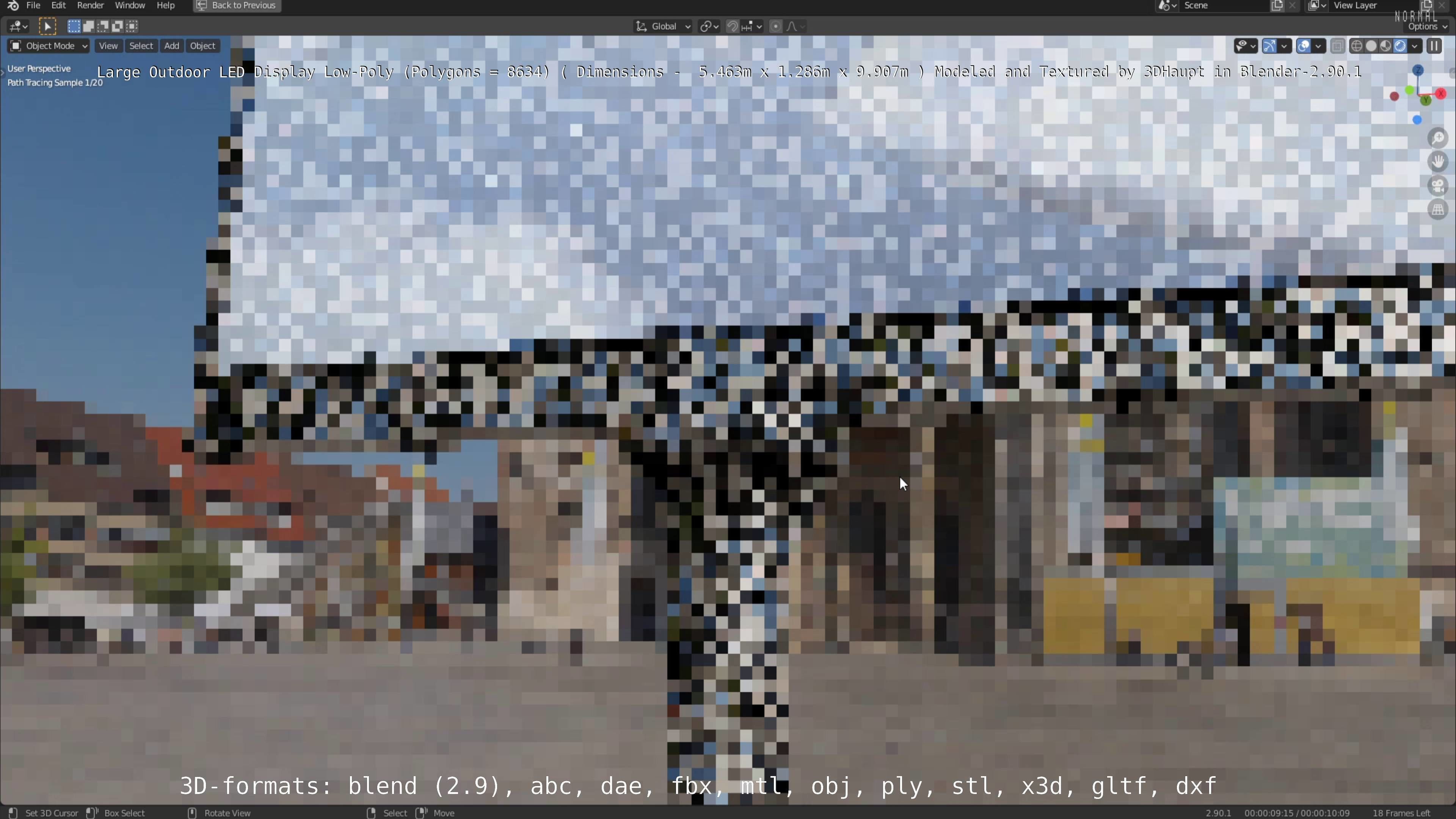 Large LED Display With Concrete Foundation for Outdoor Low-poly 3D model_135