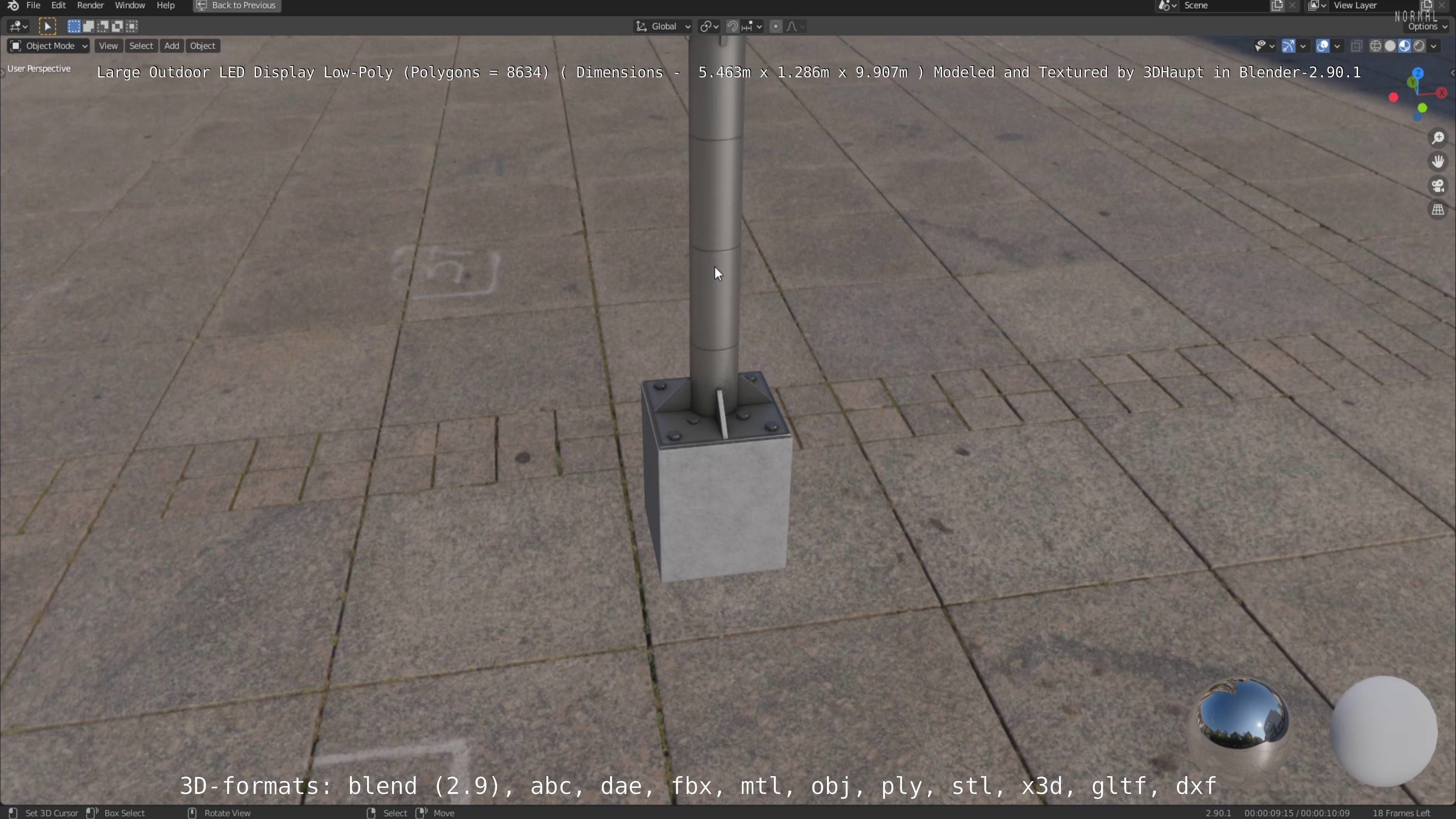 Large LED Display With Concrete Foundation for Outdoor Low-poly 3D model_76