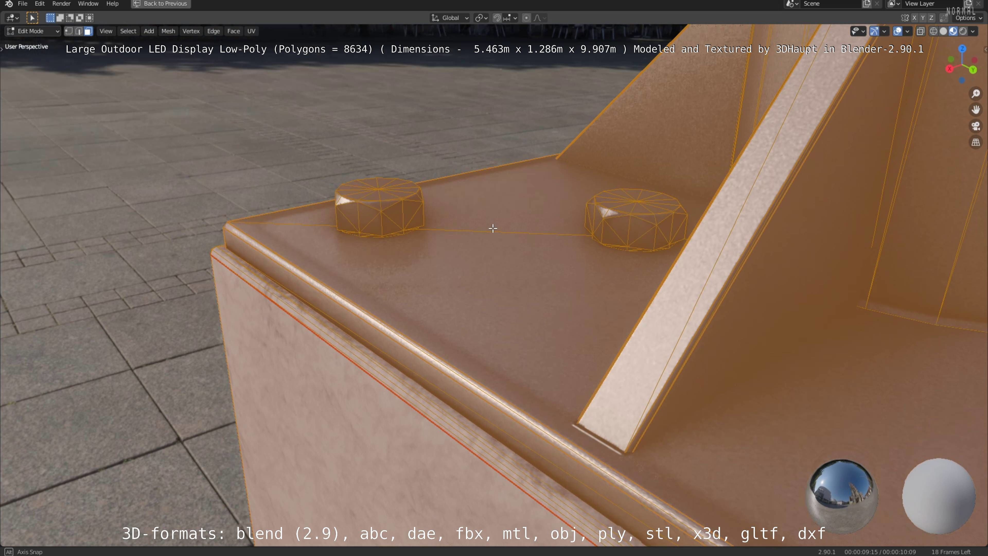 Large LED Display With Concrete Foundation for Outdoor Low-poly 3D model_25