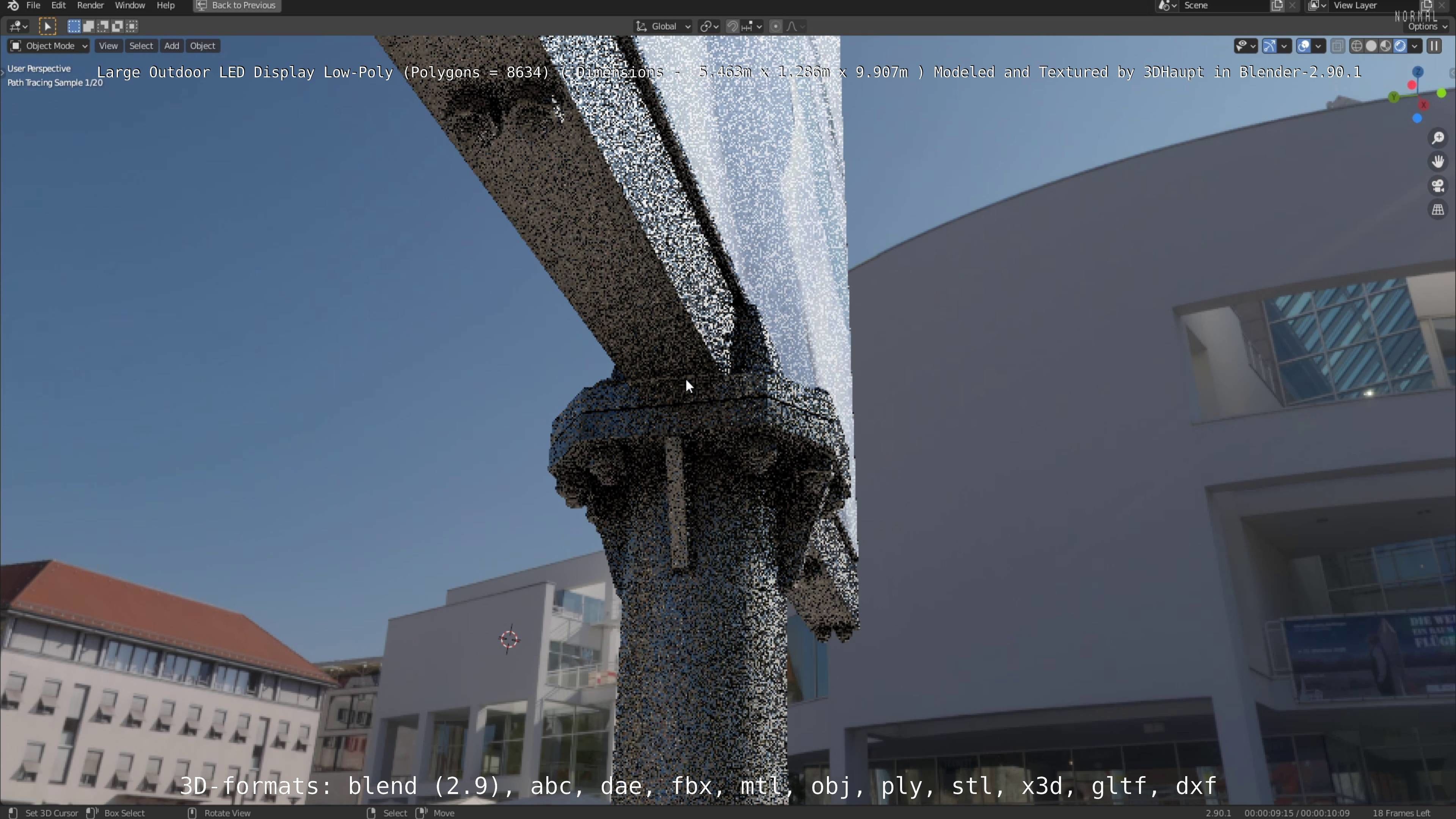 Large LED Display With Concrete Foundation for Outdoor Low-poly 3D model_129