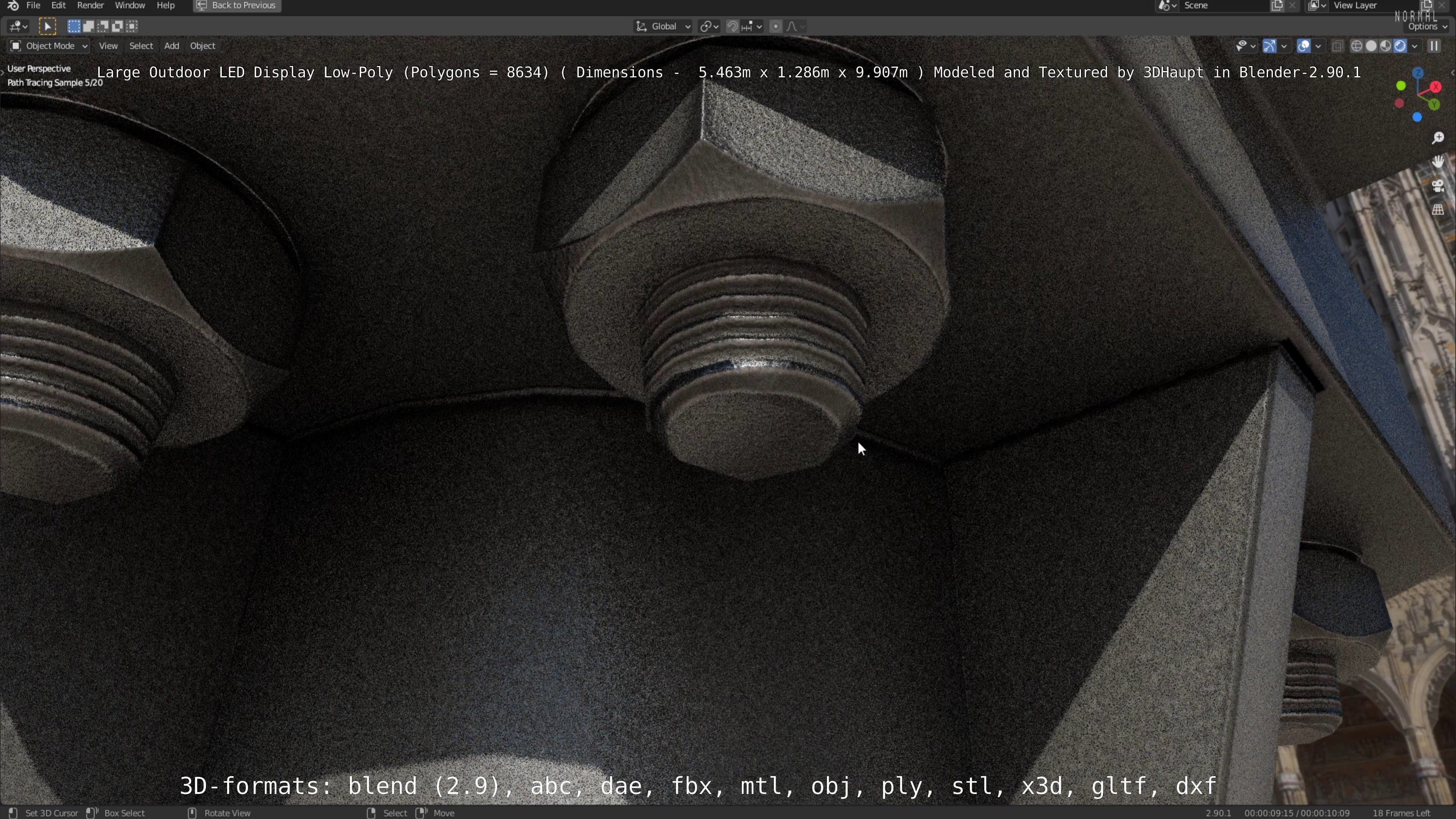 Large LED Display With Concrete Foundation for Outdoor Low-poly 3D model_12